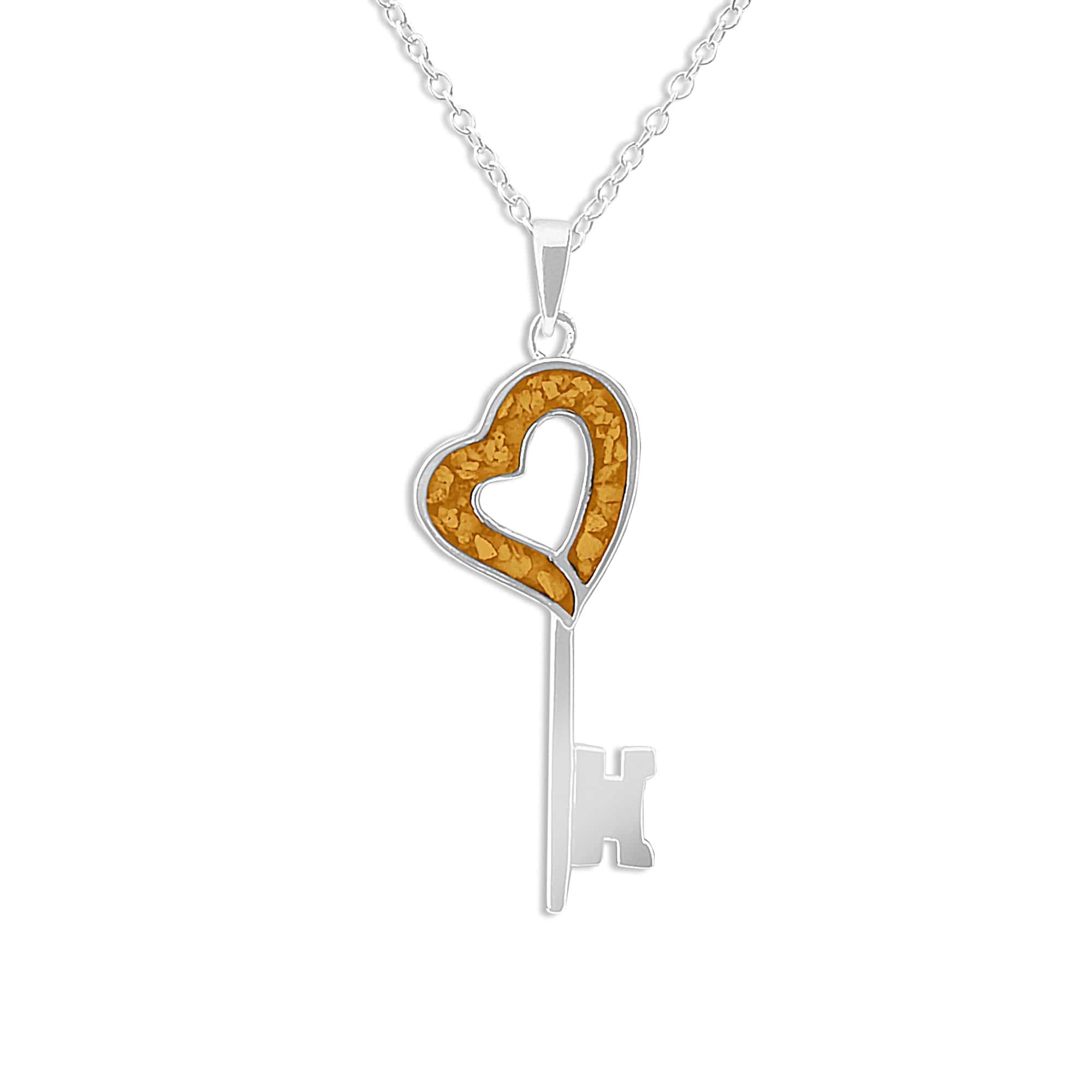 EverWith Ladies Key Memorial Ashes Pendant - Sterling Silver - Orange