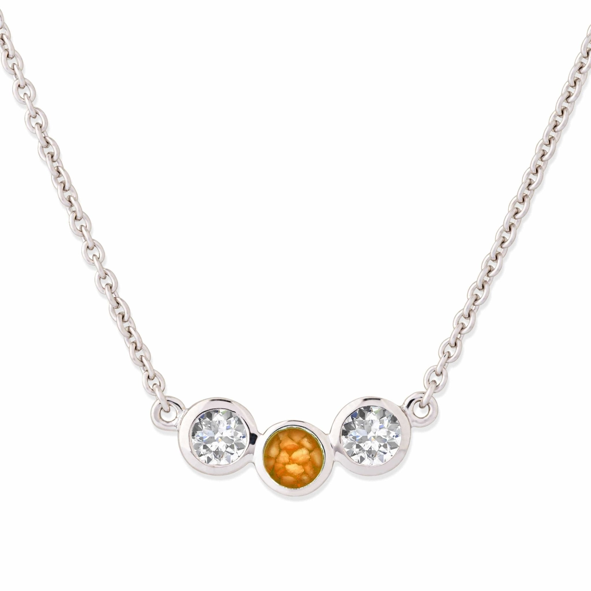 EverWith Ladies Three Of Us Memorial Ashes Necklace - Sterling Silver - Orange