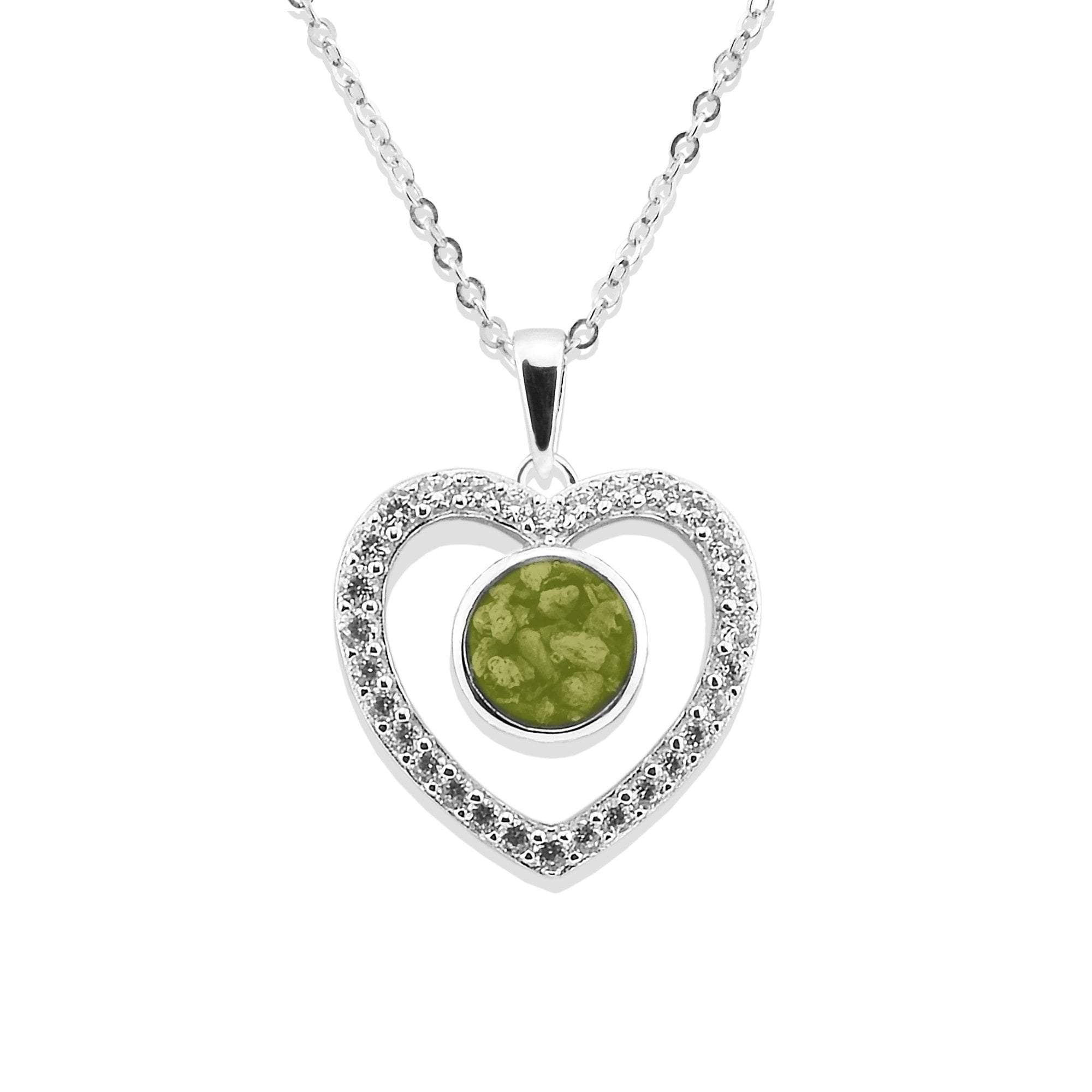 EverWith Ladies Forever Memorial Ashes Pendant with Fine Crystals - Sterling Silver - Green