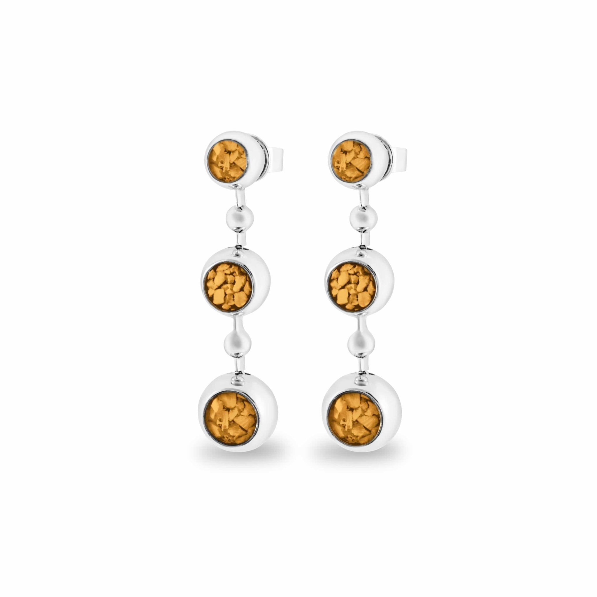 EverWith Ladies Rondure Array Triple Drop Memorial Ashes Earrings - Sterling Silver - Orange