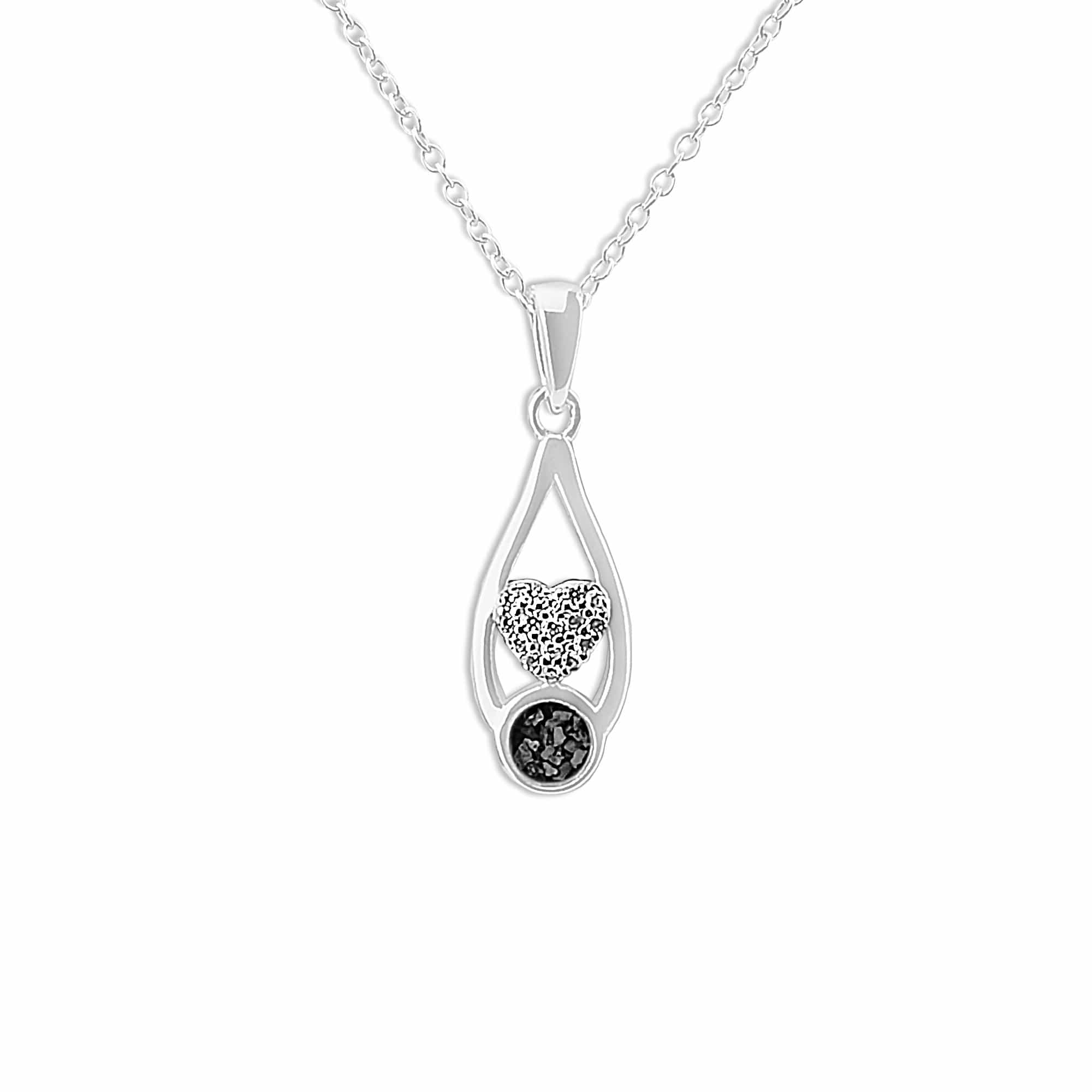EverWith Ladies Protect Memorial Ashes Pendant with Fine Crystals - Sterling Silver - Black