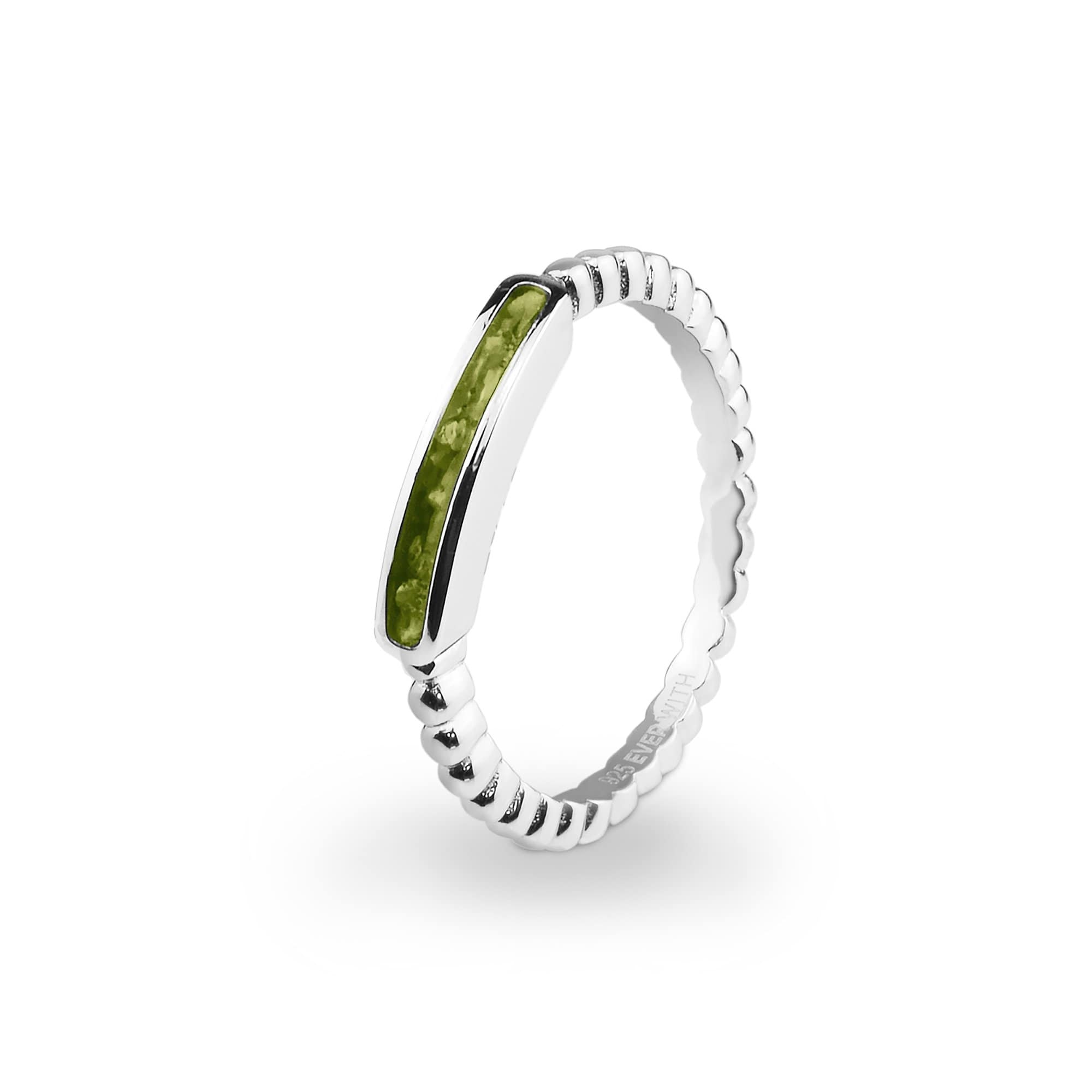 EverWith Ladies Channel Bubble Band Memorial Ashes Ring - Sterling Silver - Green