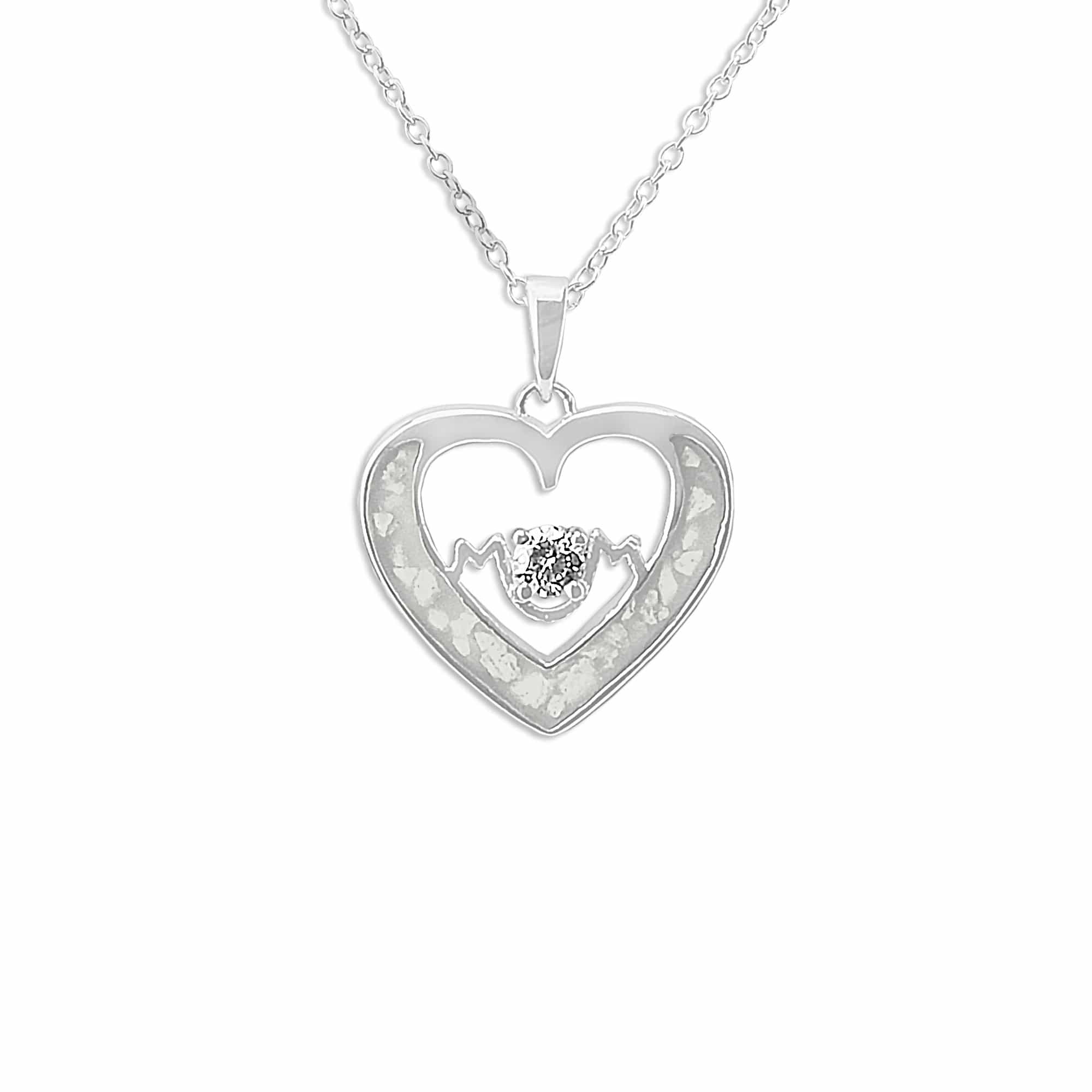 EverWith Ladies Mum Memorial Ashes Pendant with Fine Crystal - Sterling Silver - White