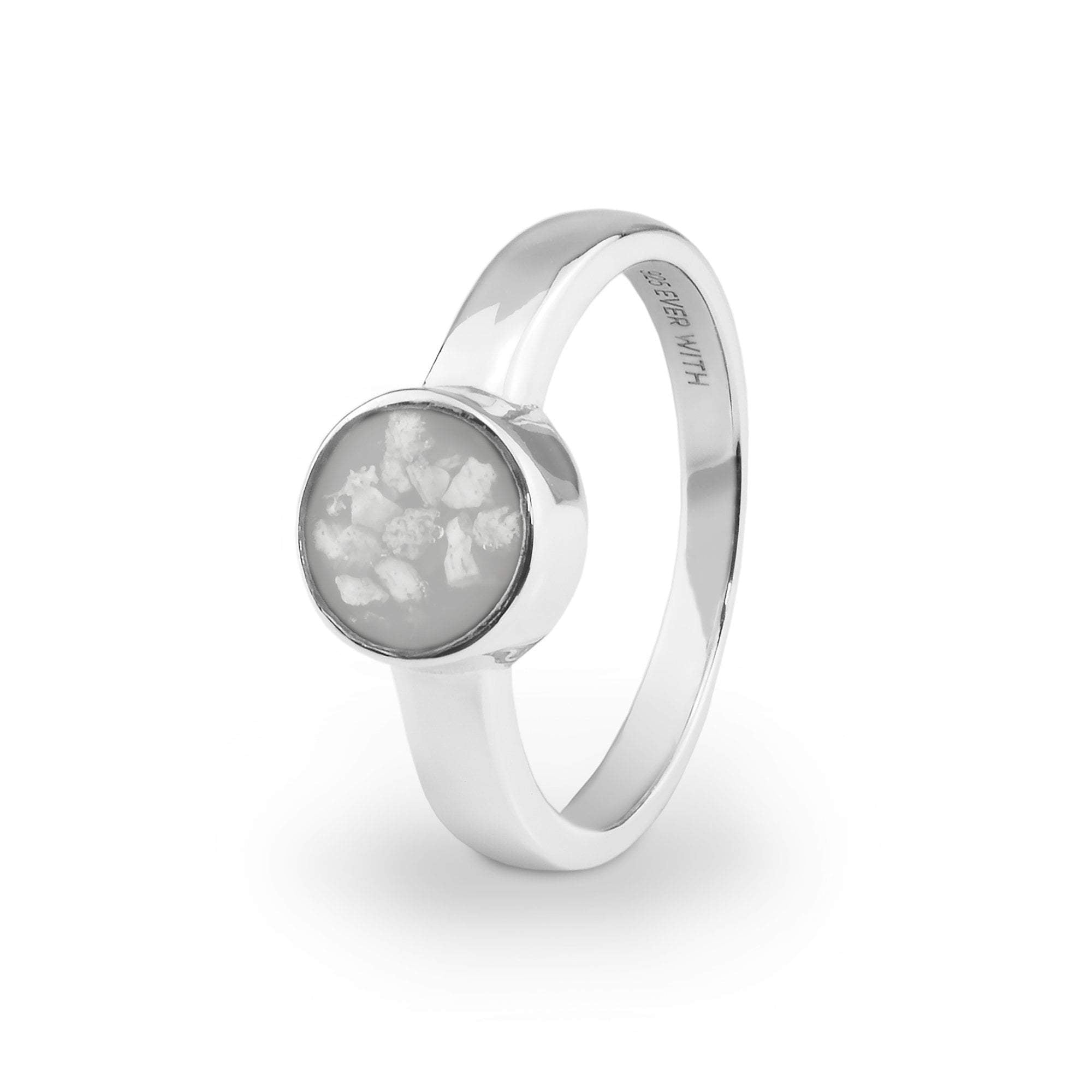 EverWith Ladies Classic Round Memorial Ashes Ring - 9k White Gold - White