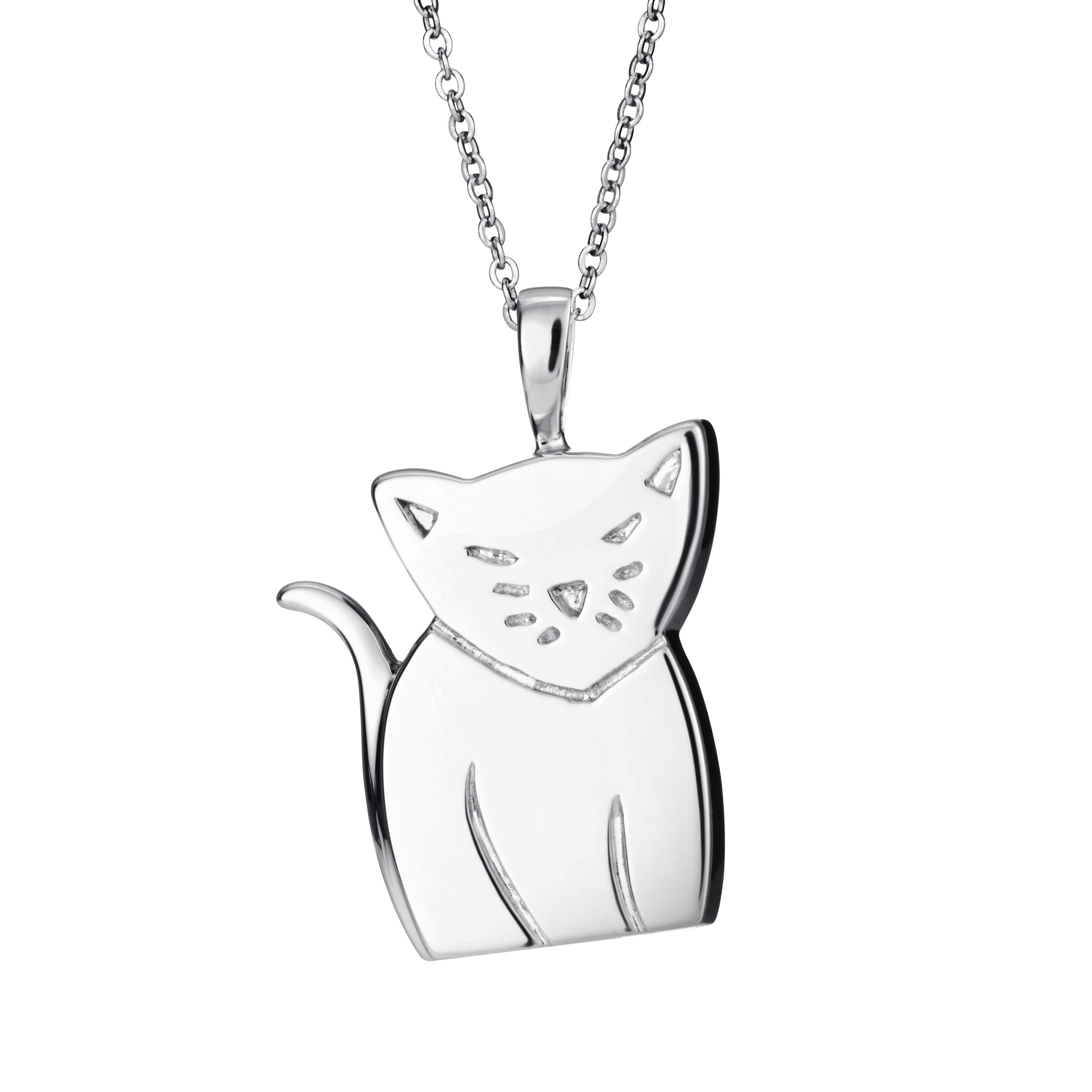 EW-SFP-1138 - EverWith Self-fill Cat Memorial Ashes Pendant -Silver