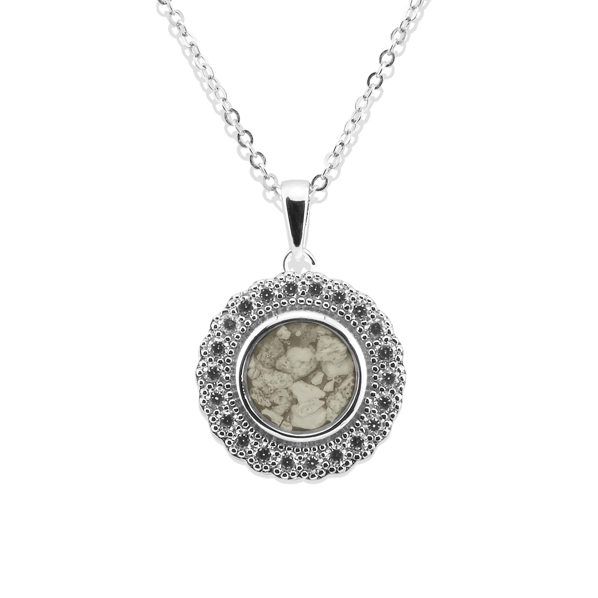 EverWith Ladies Petals Memorial Ashes Pendant with Fine Crystals - Sterling Silver - Transparent