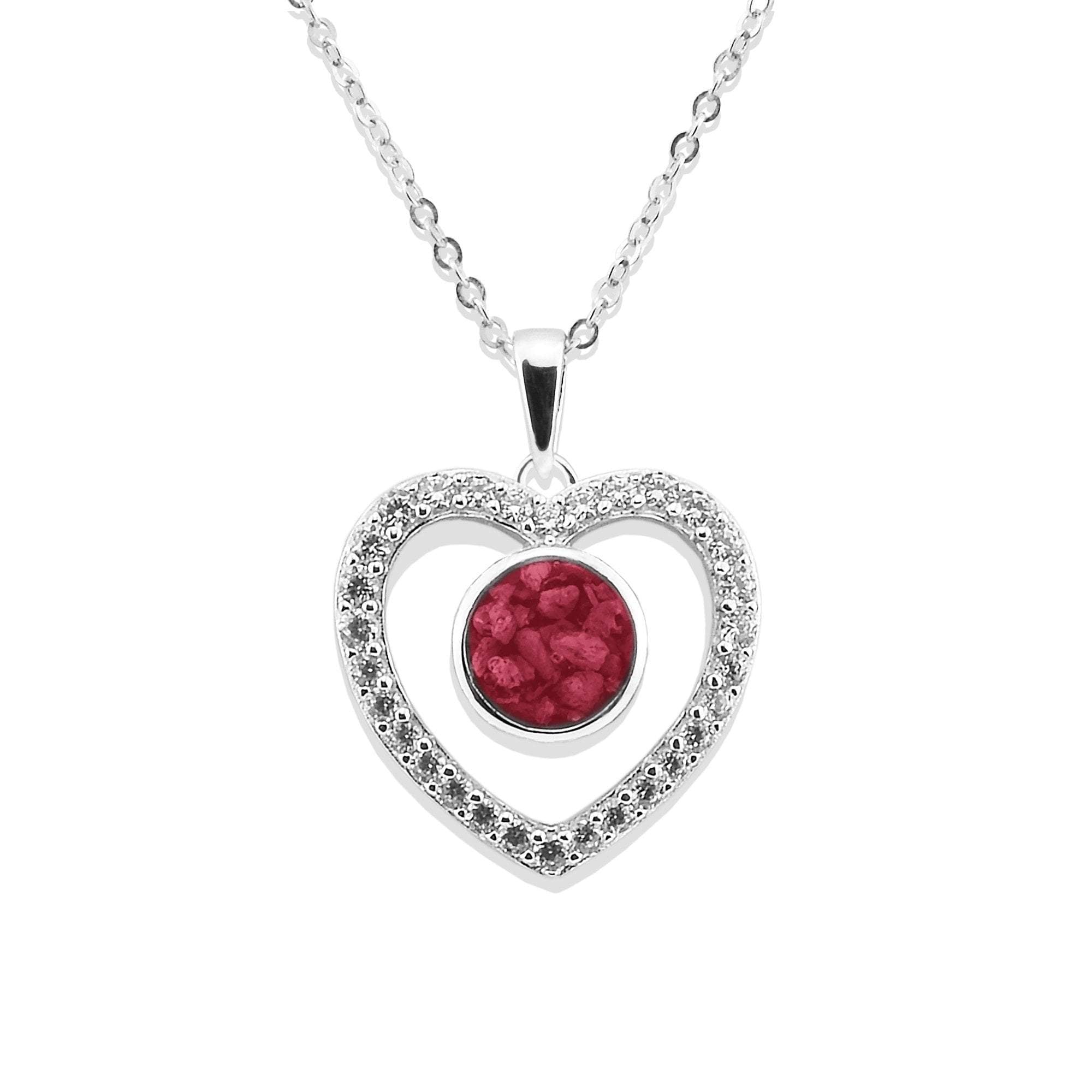 EverWith Ladies Forever Memorial Ashes Pendant with Fine Crystals - Sterling Silver - Red
