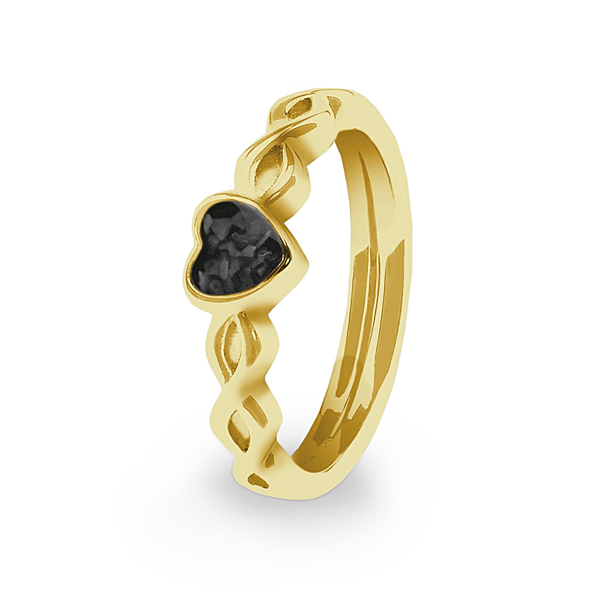 EverWith Ladies Beau Memorial Ashes Ring - 9k Yellow Gold - Black