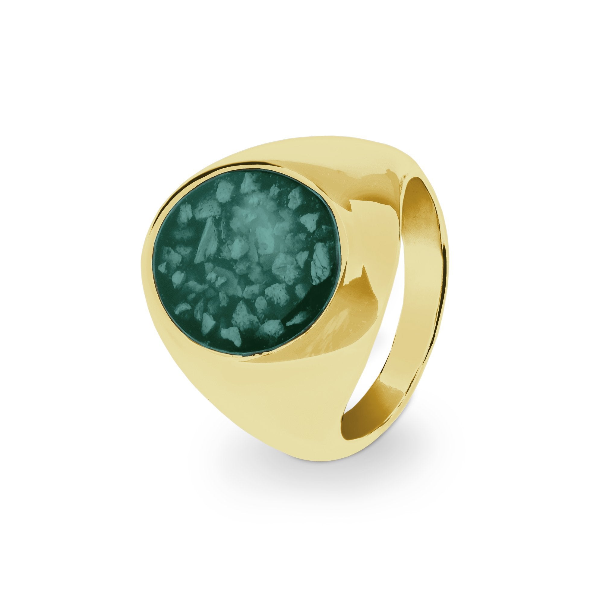 EverWith Gents Signet Memorial Ashes Ring - 9k Yellow Gold - Aqua