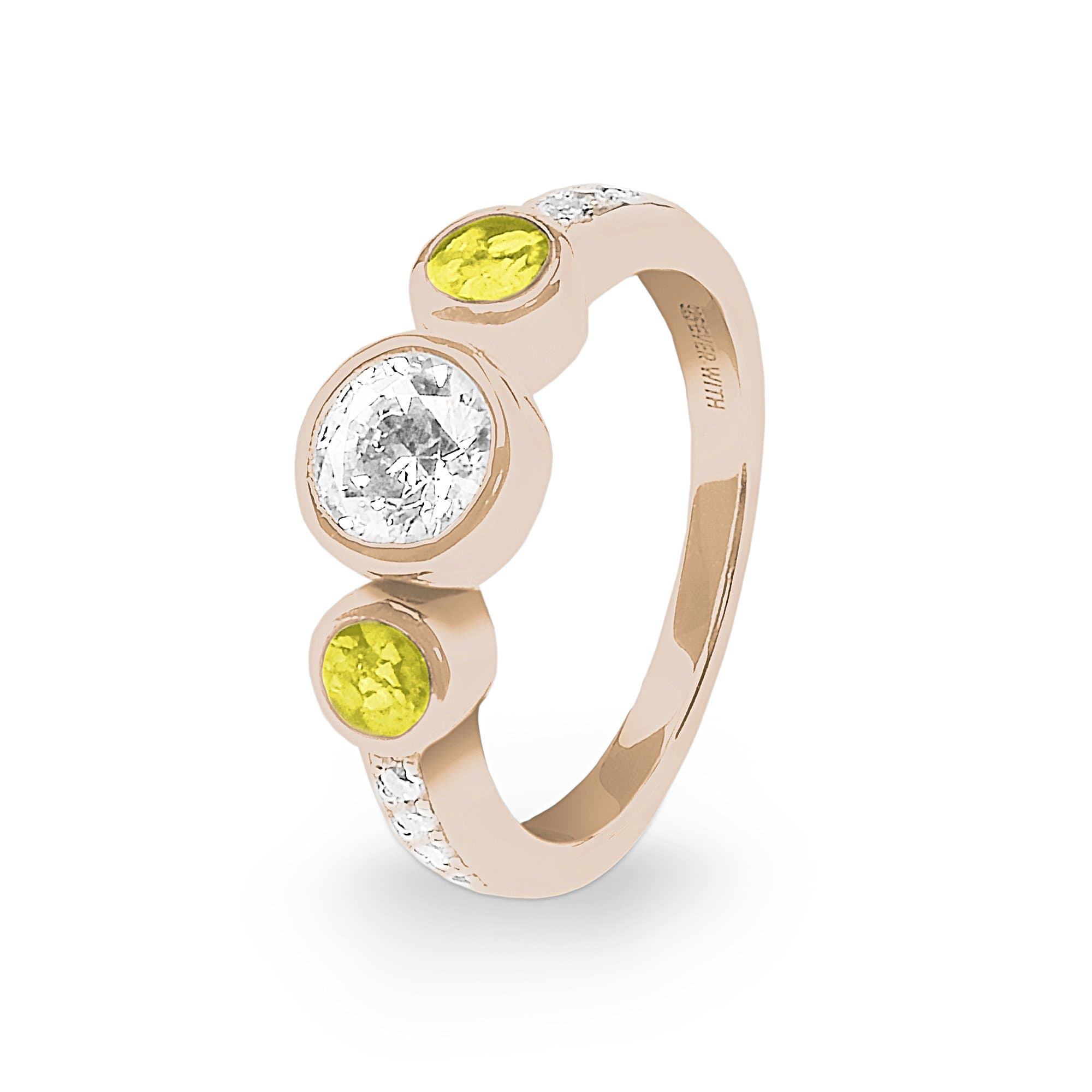 EverWith Ladies Jewel Memorial Ashes Ring with Fine Crystal - 9k Rose Gold - Yellow