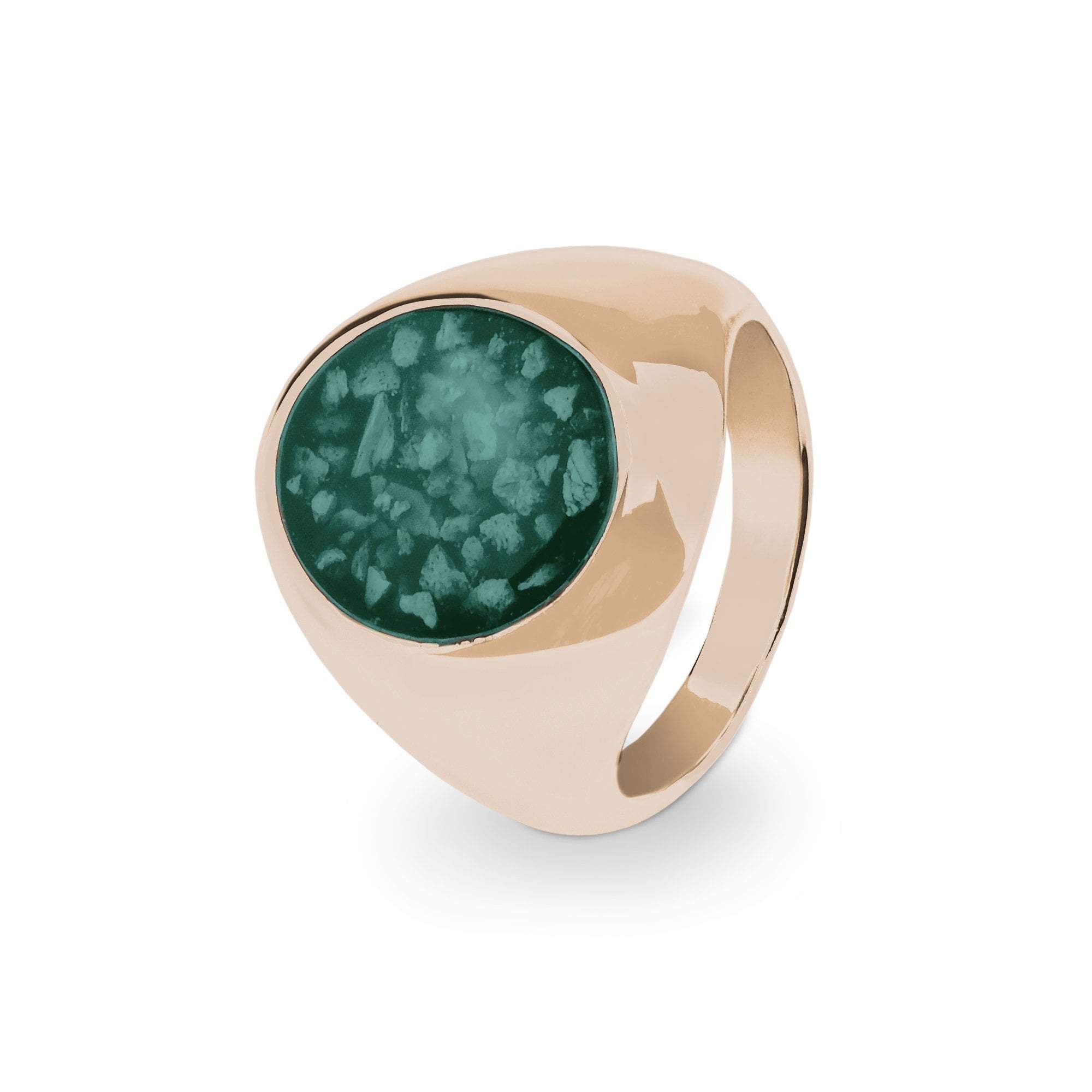 EverWith Gents Signet Memorial Ashes Ring - 9k Rose Gold - Aqua