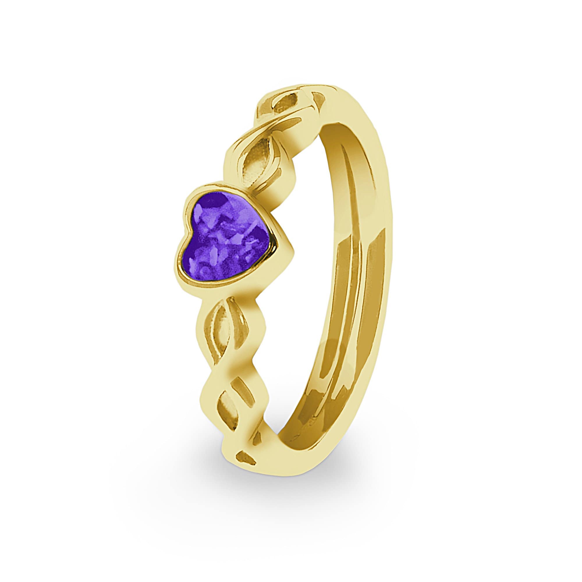 EverWith Ladies Beau Memorial Ashes Ring - 9k Yellow Gold - Purple