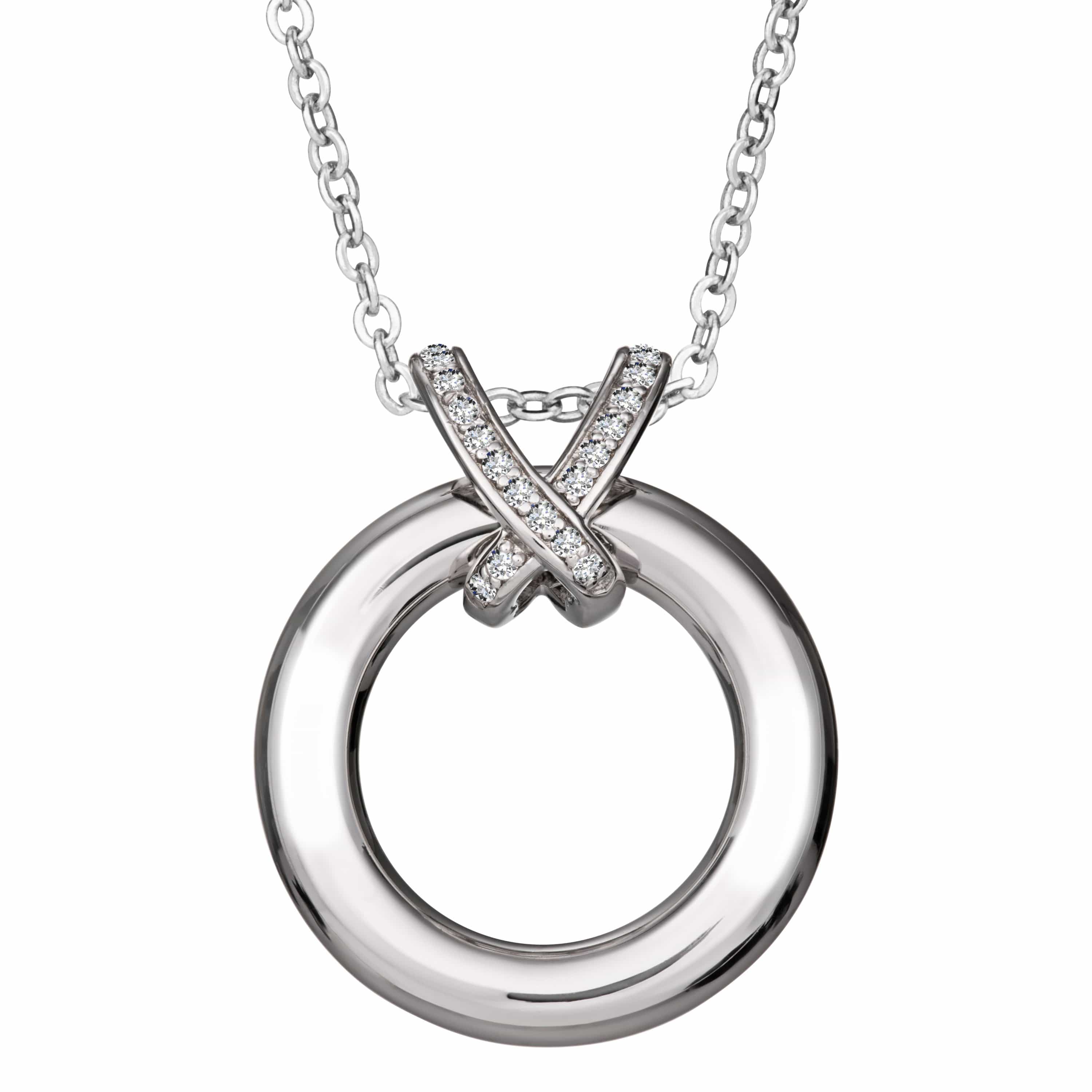 EW-SFP-1117 - EverWith Self-fill Circle of Life Memorial Ashes Pendant with Crystals -Silver