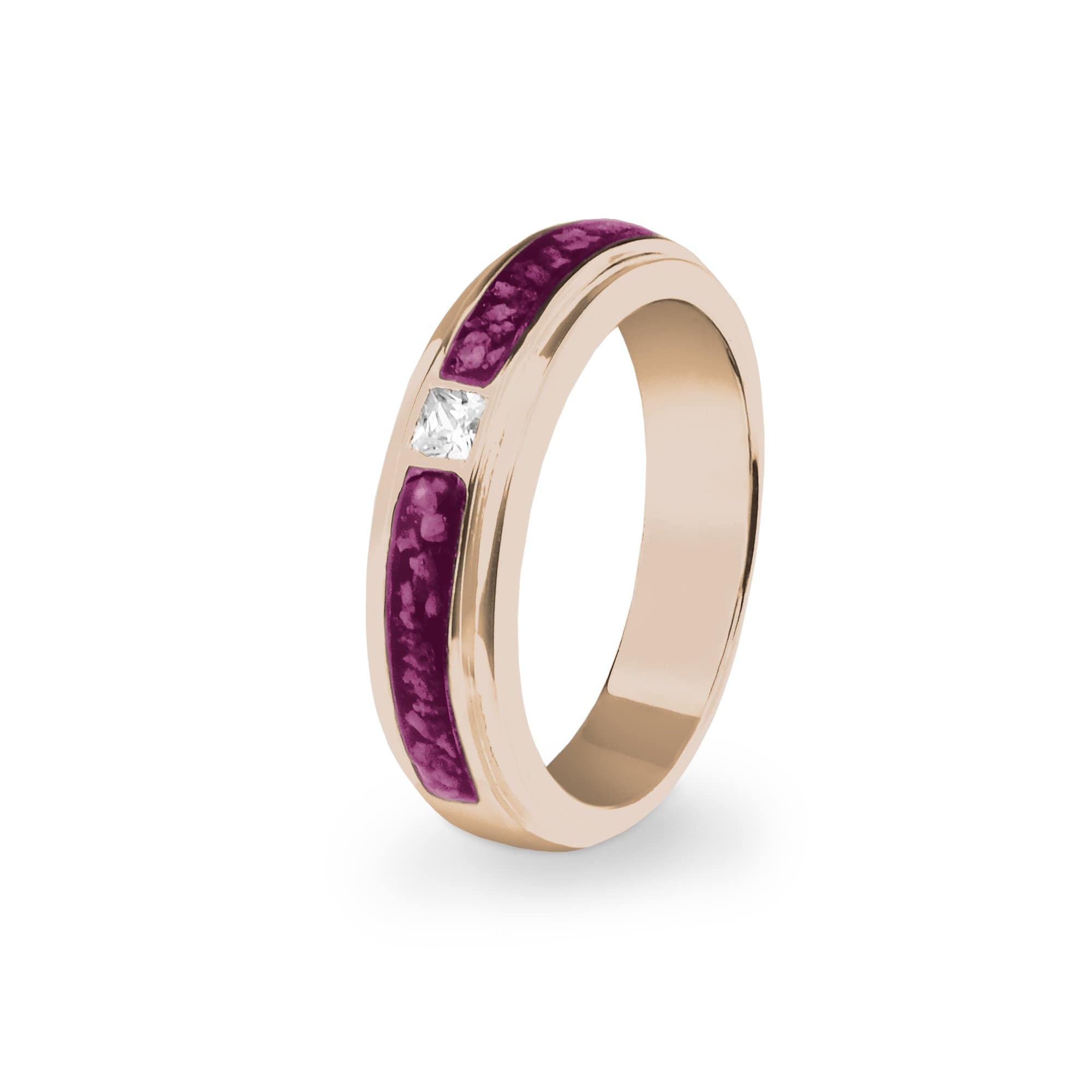 EverWith Unisex Remembrance Memorial Ashes Ring with Fine Crystal - 9k Rose Gold - Violet