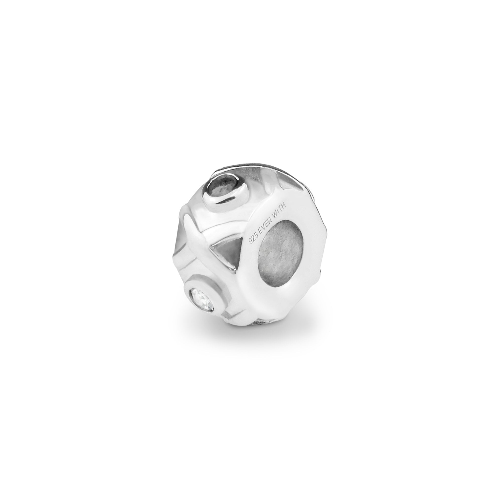 EverWith Peace Memorial Ashes Charm Bead with Fine Crystals - Sterling Silver - Black