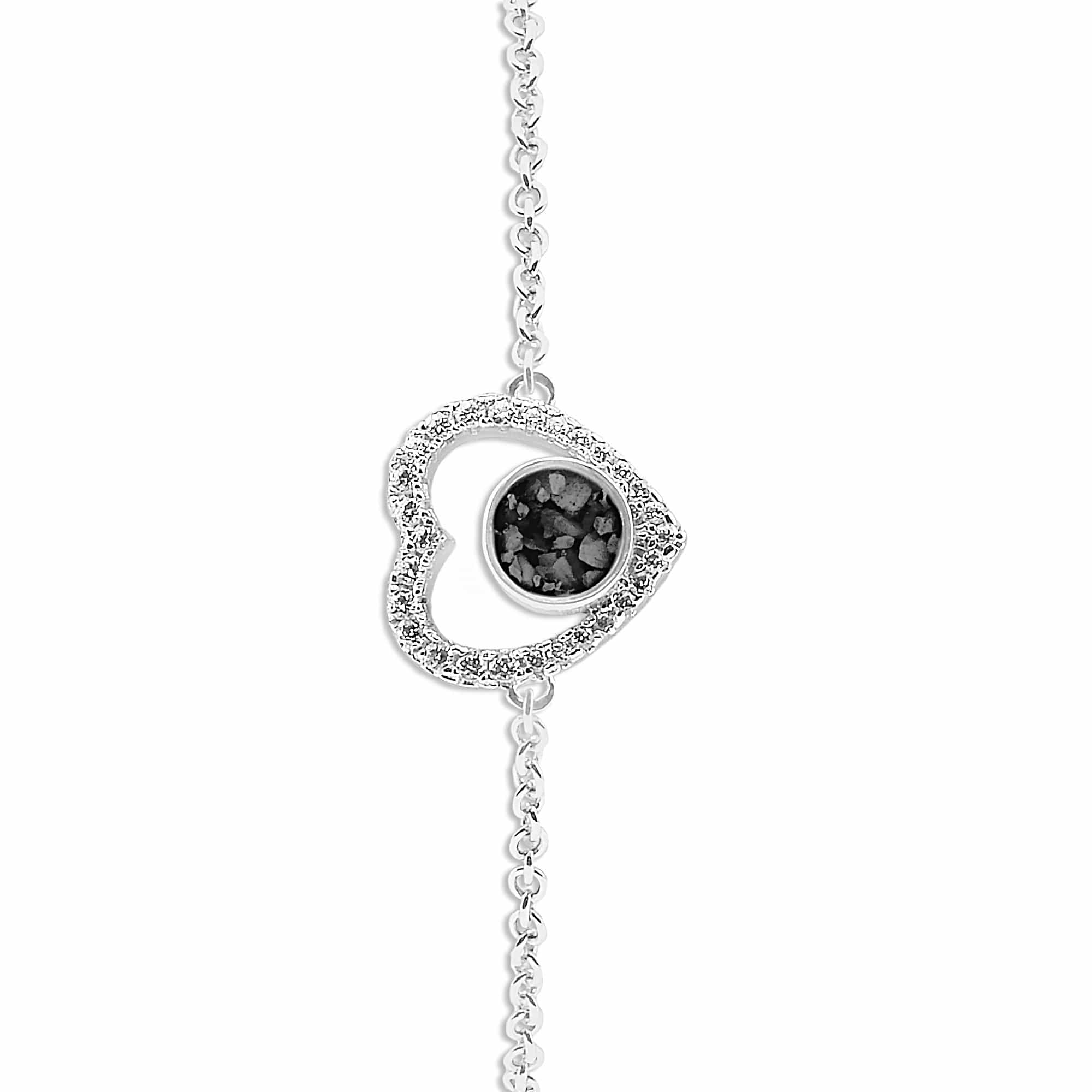 EverWith Ladies Forever Memorial Ashes Bracelet with Fine Crystals - Sterling Silver - Black