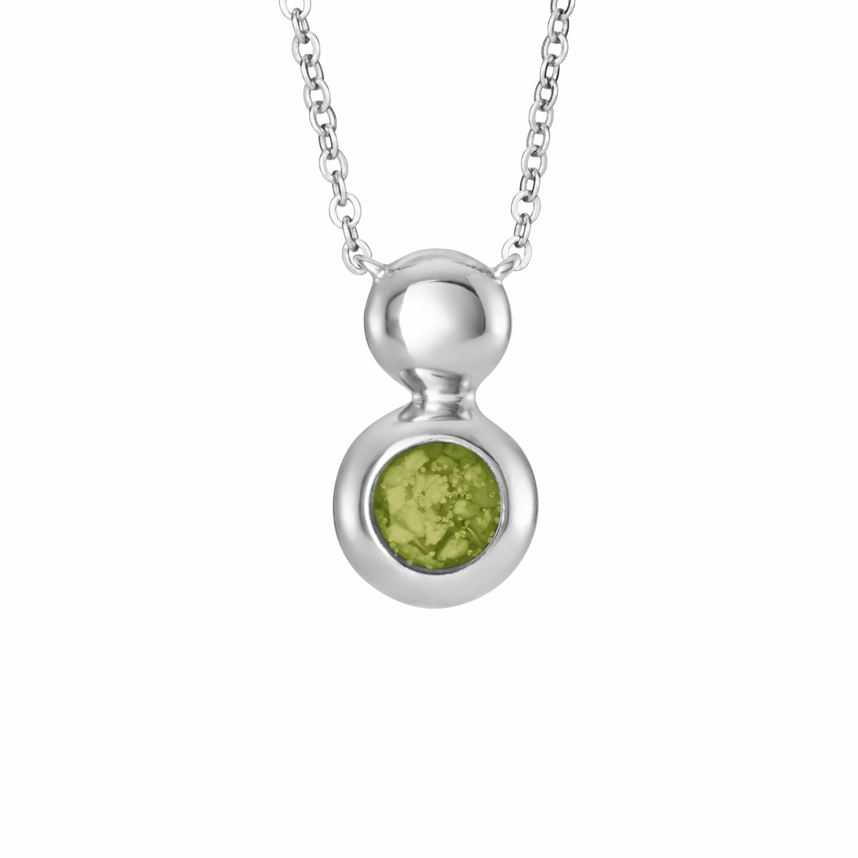 EverWith Ladies Rondure Drop Memorial Ashes Necklace - Sterling Silver - Green