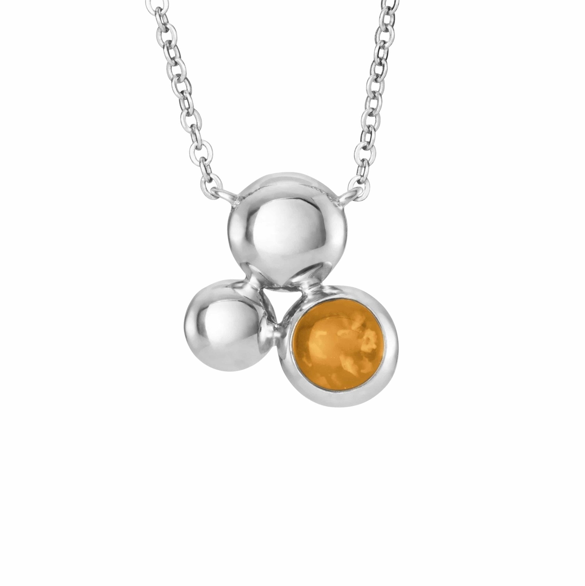 EverWith Ladies Rondure Array Memorial Ashes Necklace - Sterling Silver - Orange