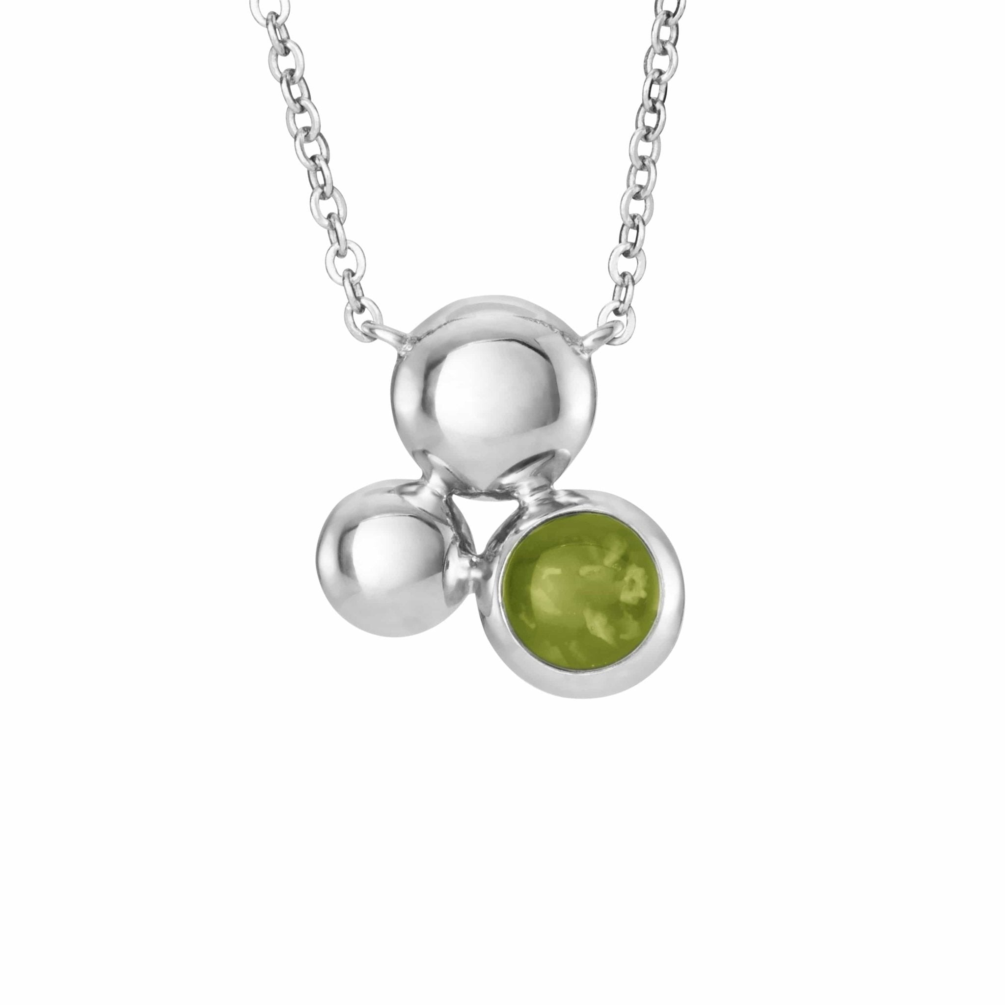 EverWith Ladies Rondure Array Memorial Ashes Necklace - Sterling Silver - Green