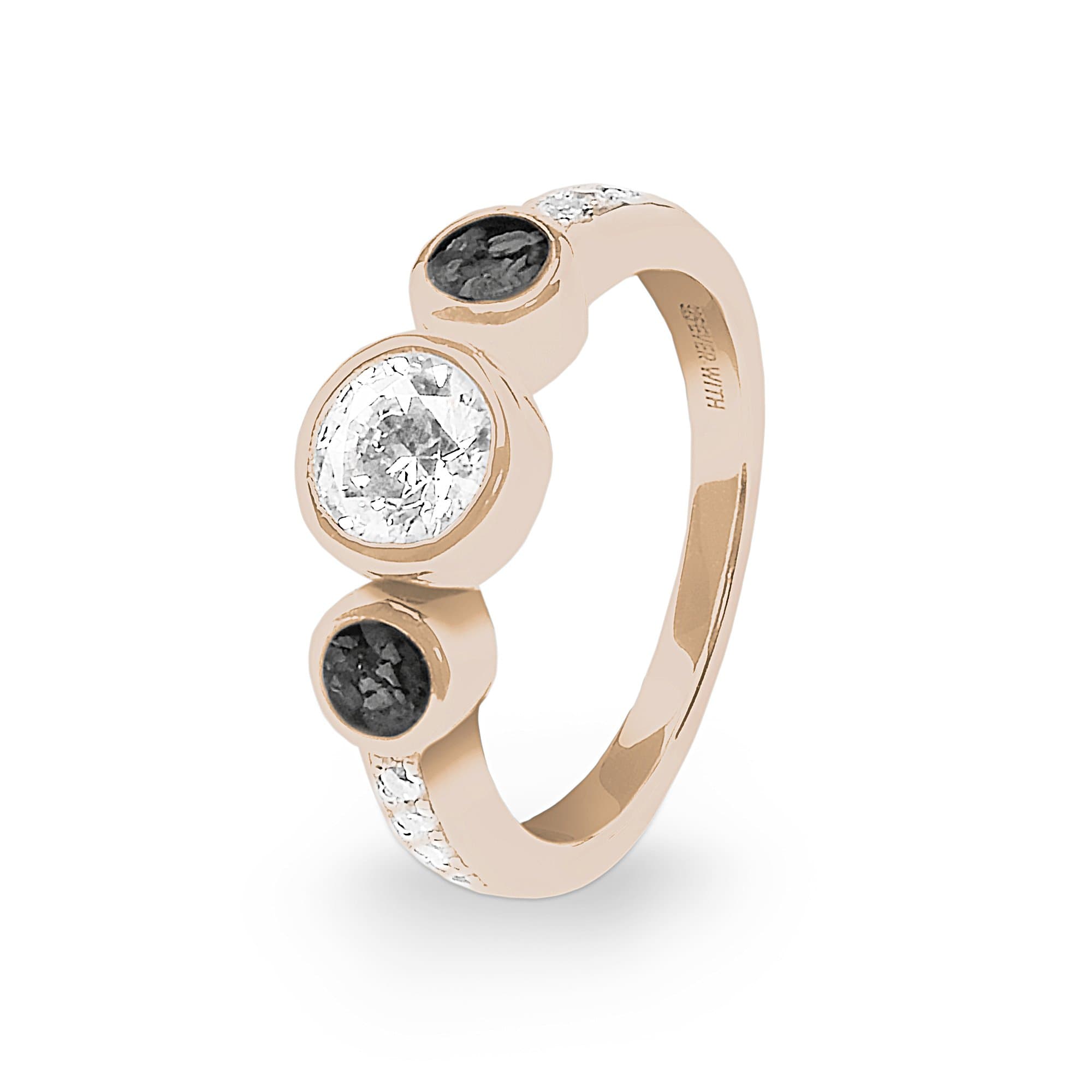 EverWith Ladies Jewel Memorial Ashes Ring with Fine Crystal - 9k Rose Gold - Black