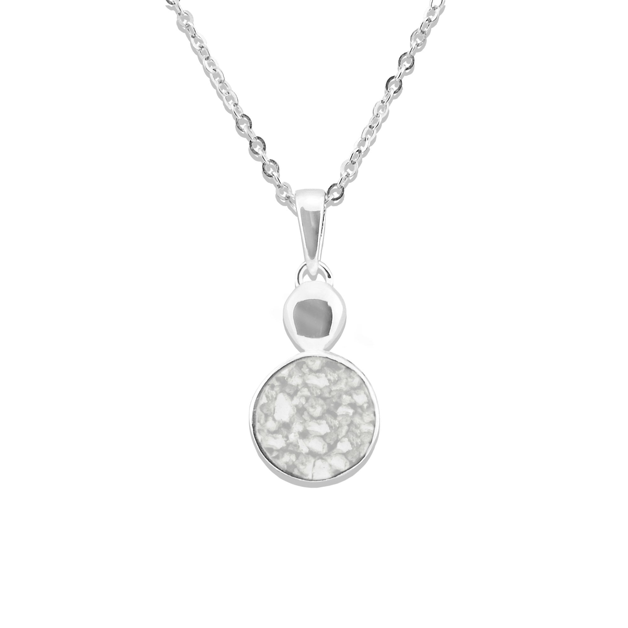 EverWith Ladies Delicate Drop Memorial Ashes Pendant - Sterling Silver - White