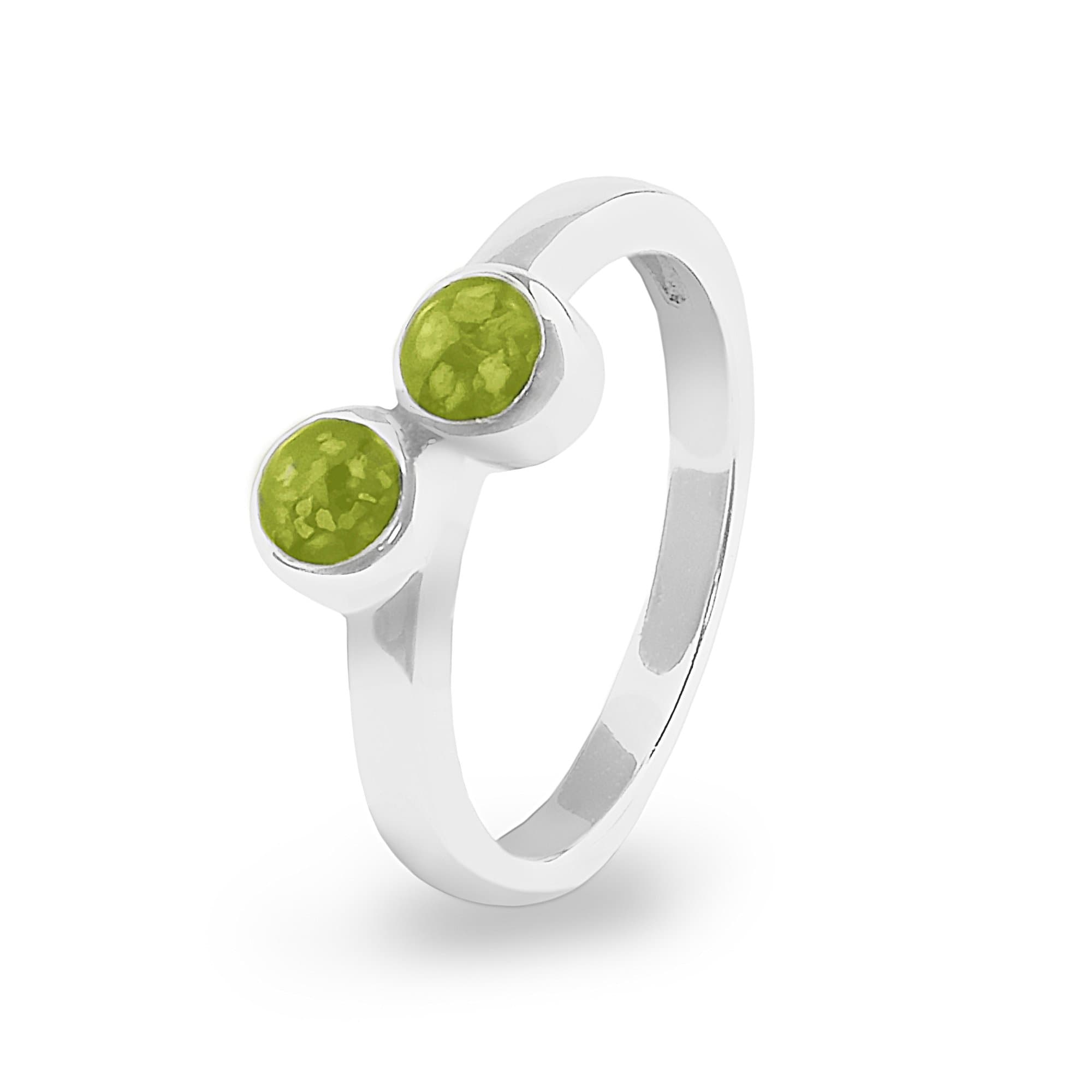 EverWith Ladies Inspire Memorial Ashes Ring - Sterling Silver - Green