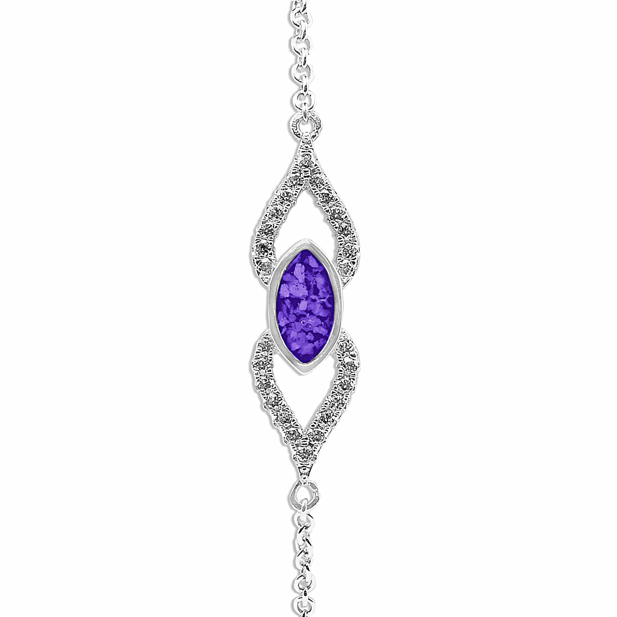 EverWith Ladies Respect Memorial Ashes Bracelet with Fine Crystals - Sterling Silver - Purple