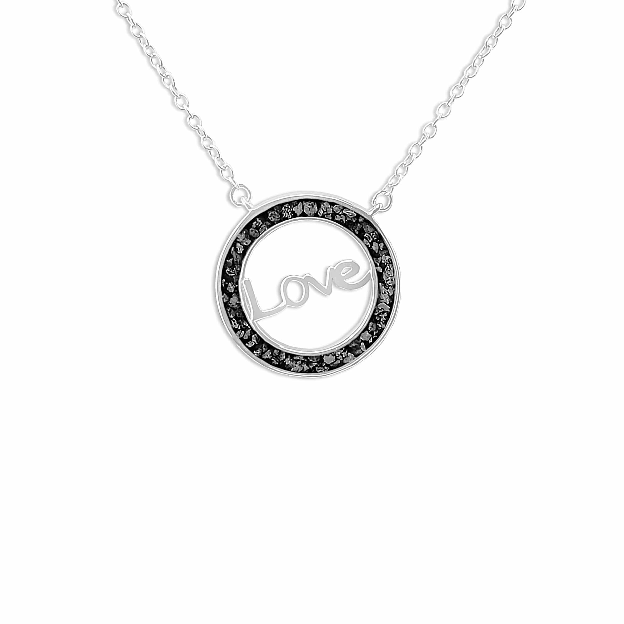 EverWith Ladies Love Memorial Ashes Necklace - Sterling Silver - Black