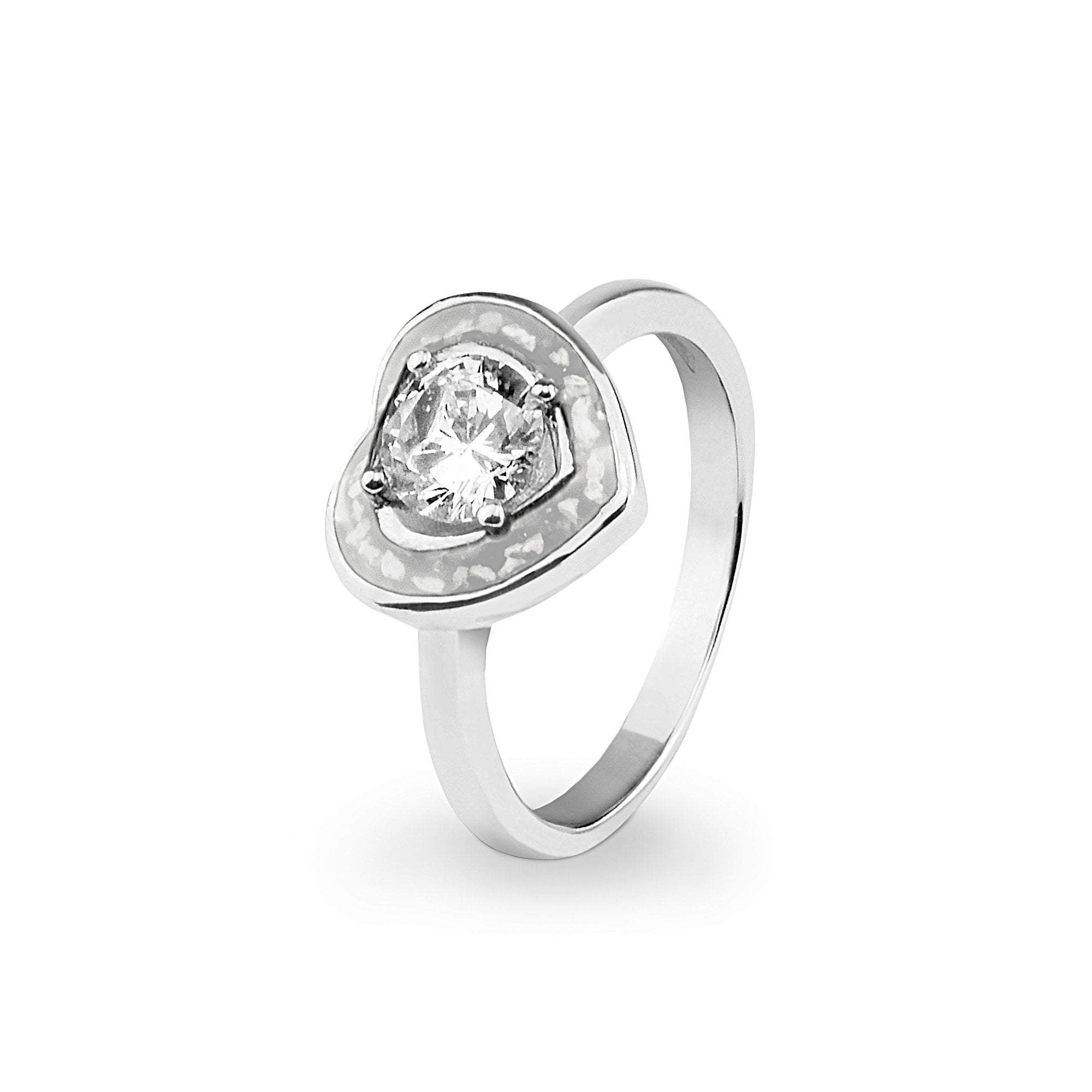 EverWith Ladies Beloved Memorial Ashes Ring with Fine Crystal - 9k White Gold - White