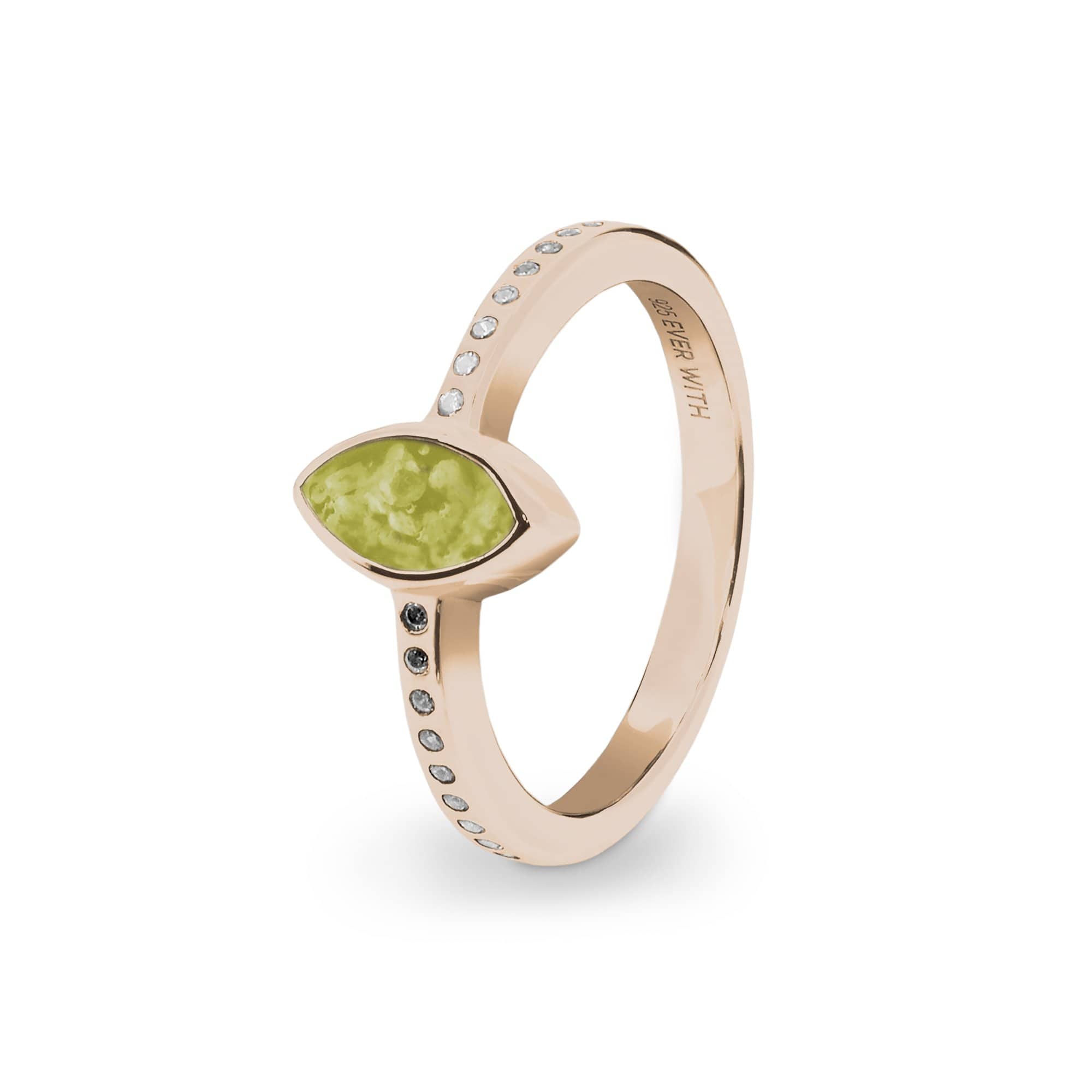 EverWith Ladies Deco Memorial Ashes Ring with Fine Crystals - 9k Rose Gold - Yellow