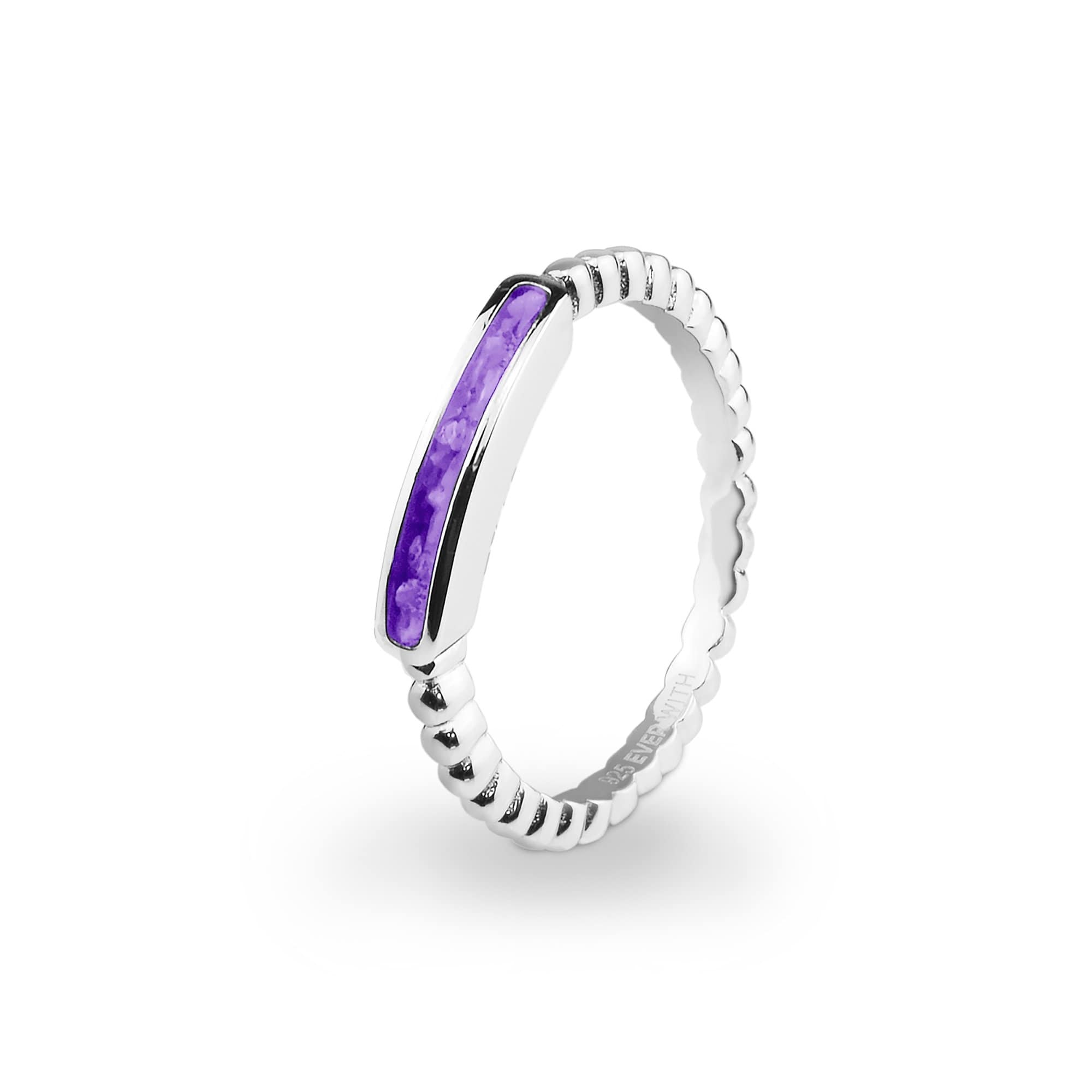 EverWith Ladies Channel Bubble Band Memorial Ashes Ring - Sterling Silver - Purple