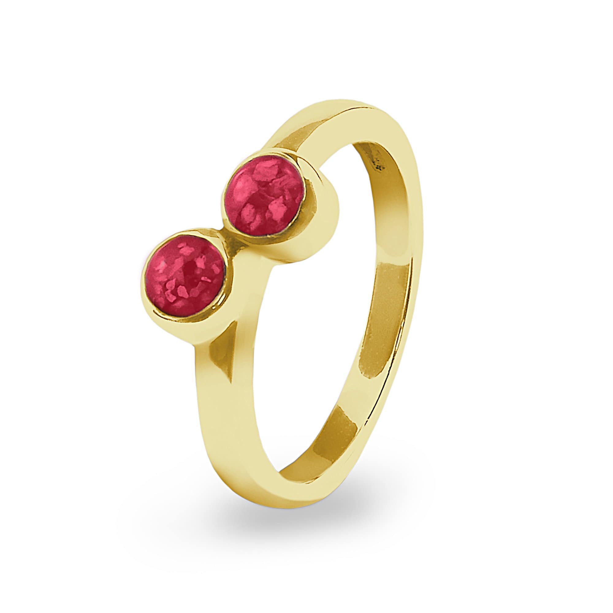EverWith Ladies Inspire Memorial Ashes Ring - 9k Yellow Gold - Red