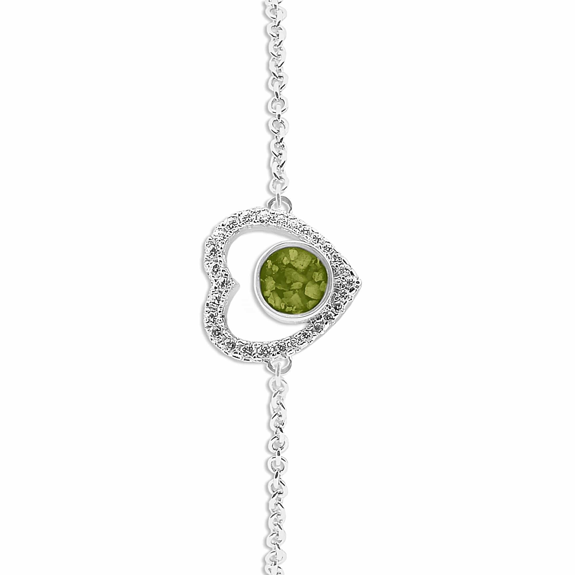 EverWith Ladies Forever Memorial Ashes Bracelet with Fine Crystals - Sterling Silver - Green