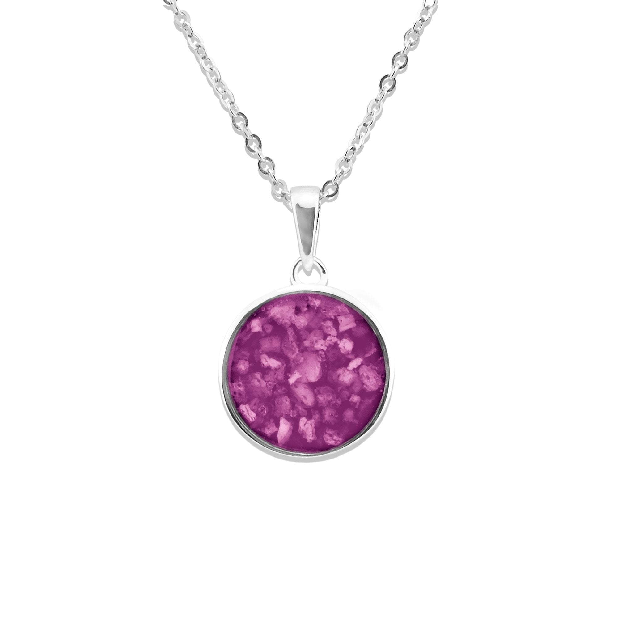 EverWith Ladies Classic Round Memorial Ashes Pendant - Sterling Silver - Pink
