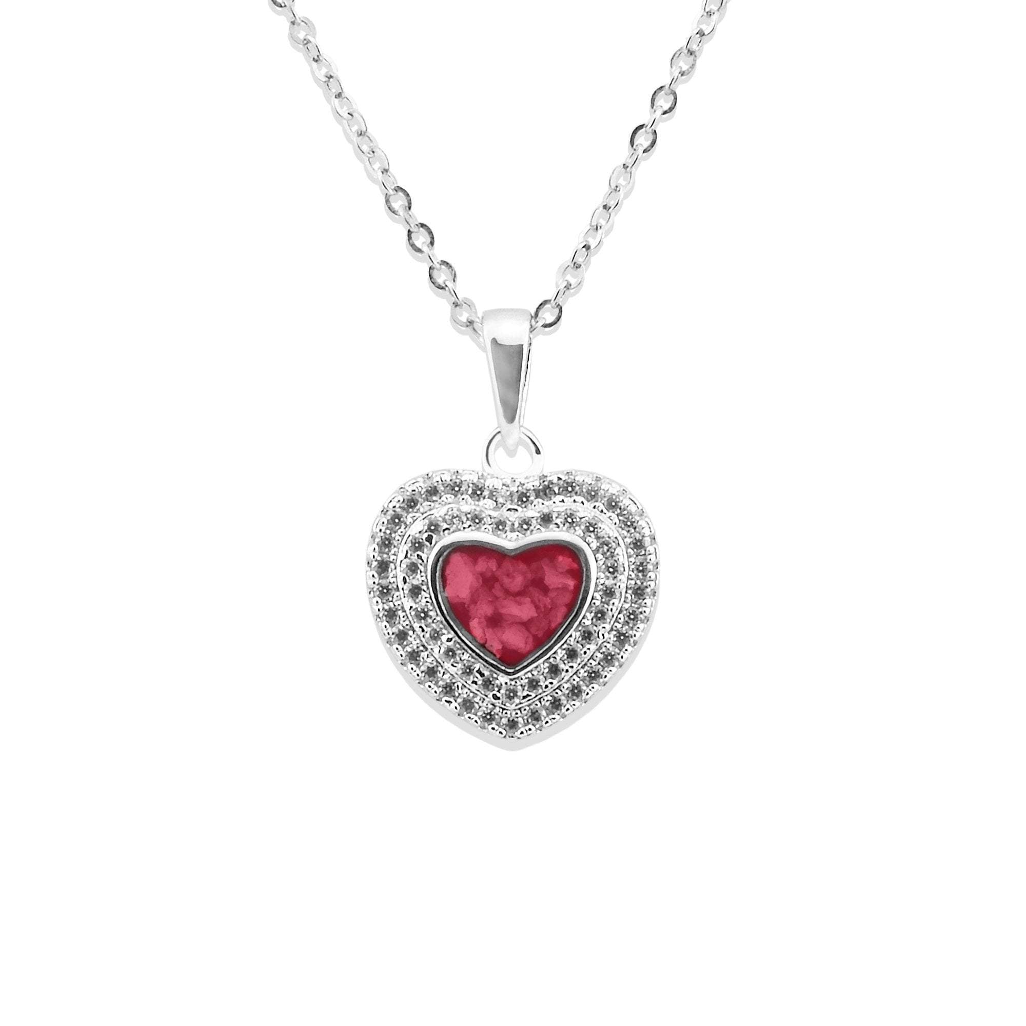 EverWith Ladies Cherish Memorial Ashes Pendant with Fine Crystals - Sterling Silver - Red