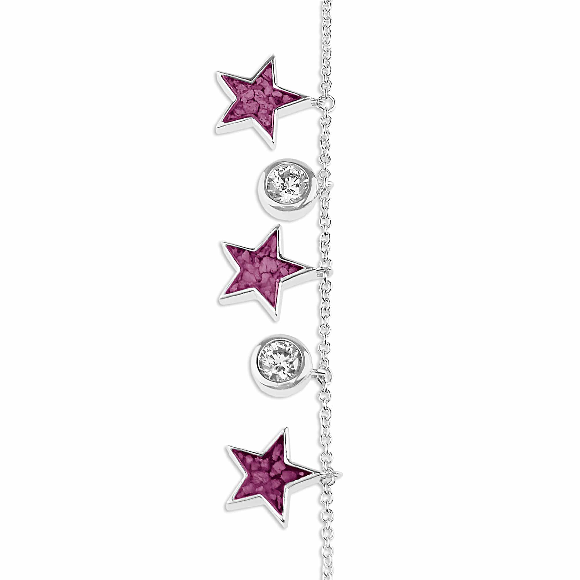 EverWith Ladies Galaxy Memorial Ashes Bracelet with Fine Crystals - Sterling Silver - Violet