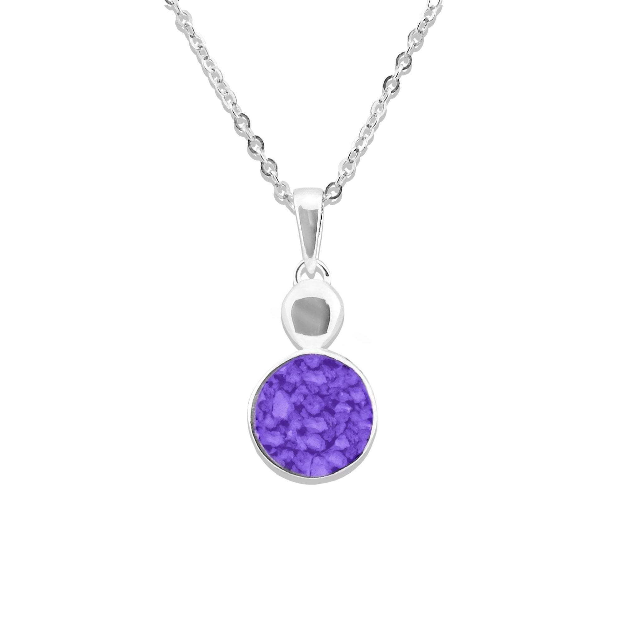 EverWith Ladies Delicate Drop Memorial Ashes Pendant - Sterling Silver - Purple