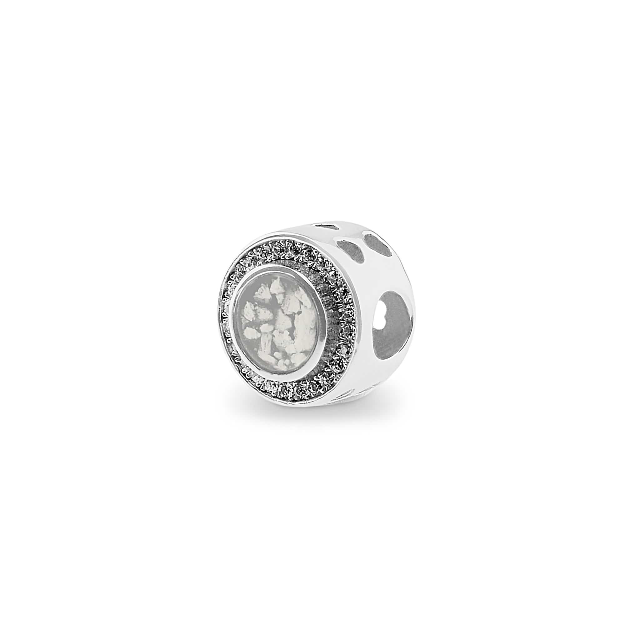EverWith Admire Memorial Ashes Charm Bead with Fine Crystals - 9k White Gold - White