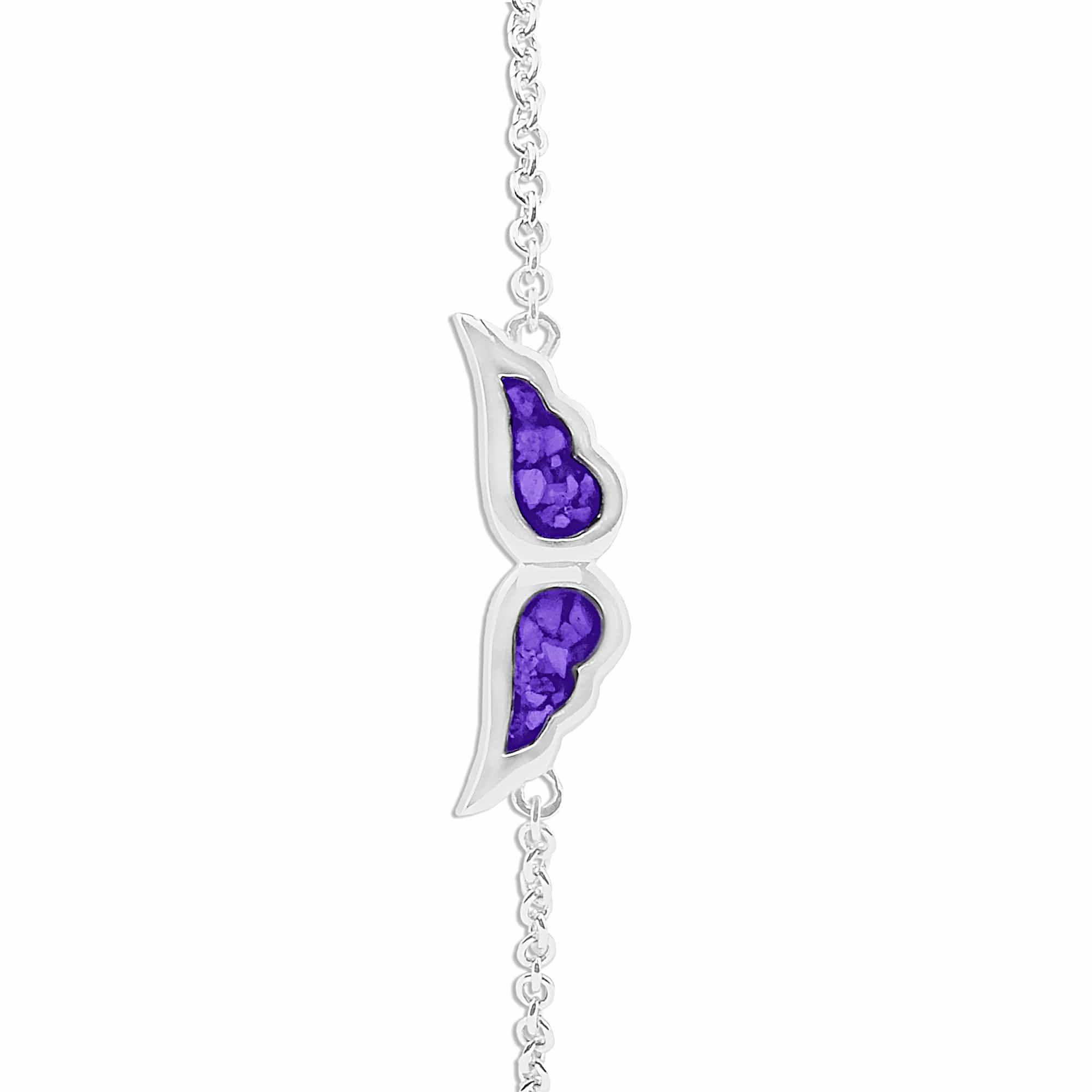 EverWith Ladies Angel Wings Memorial Ashes Bracelet - Sterling Silver - Purple