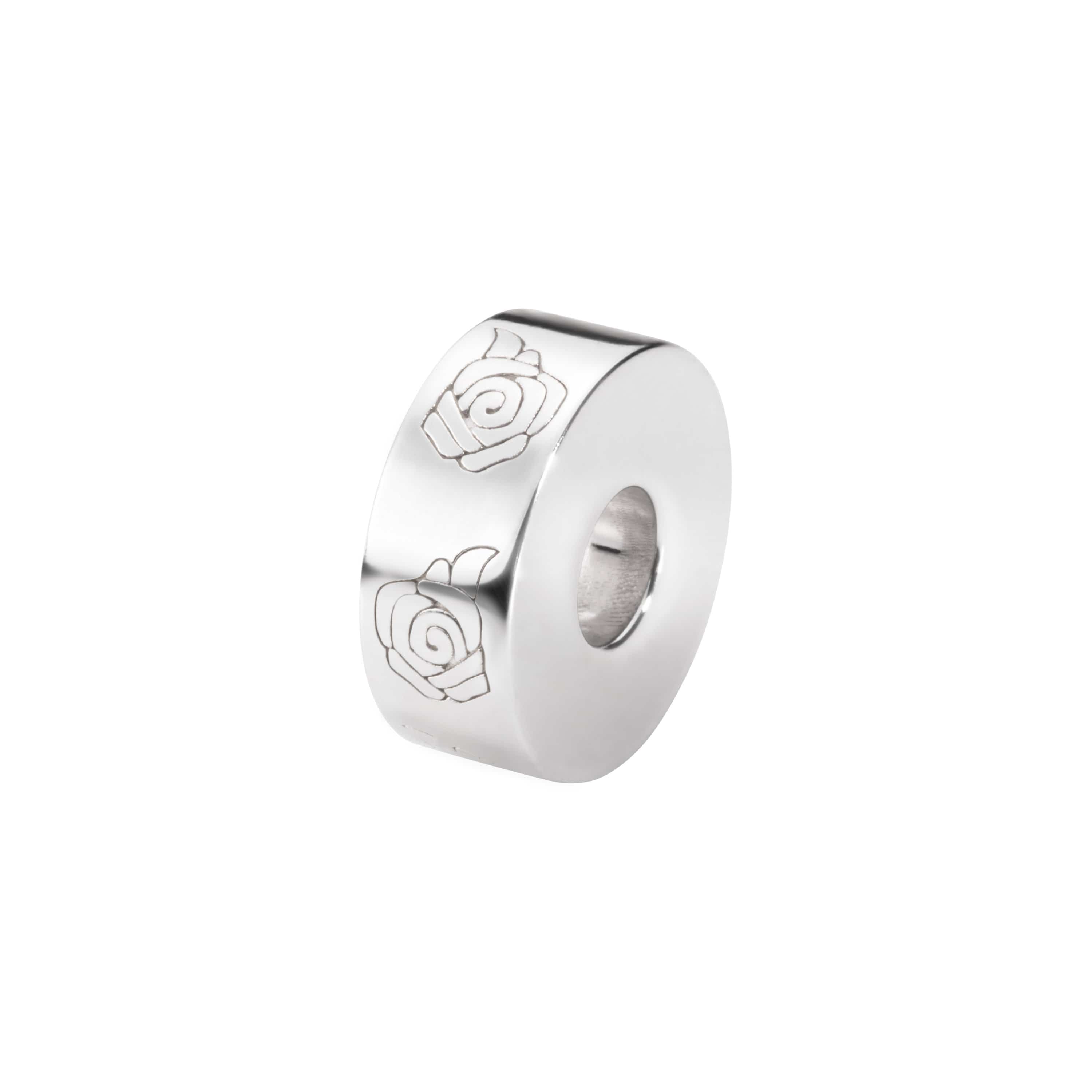 EW-SFC-1209 - EverWith Self-fill Round Rose Memorial Ashes Charm Bead -Silver