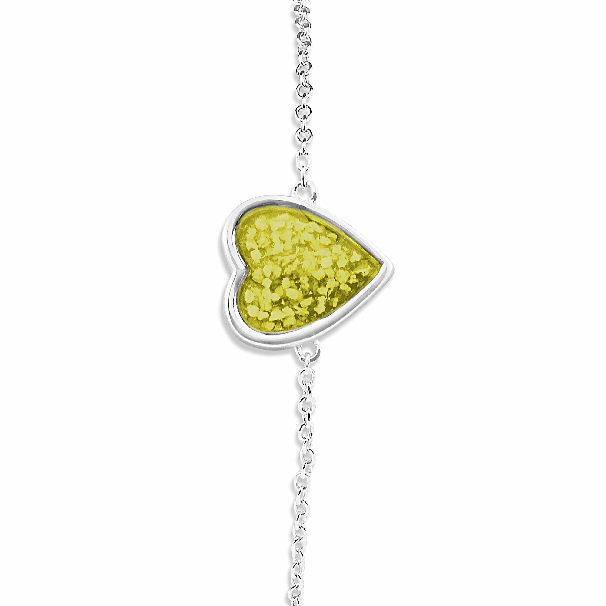 EverWith Ladies Heart Memorial Ashes Bracelet - Sterling Silver - Yellow