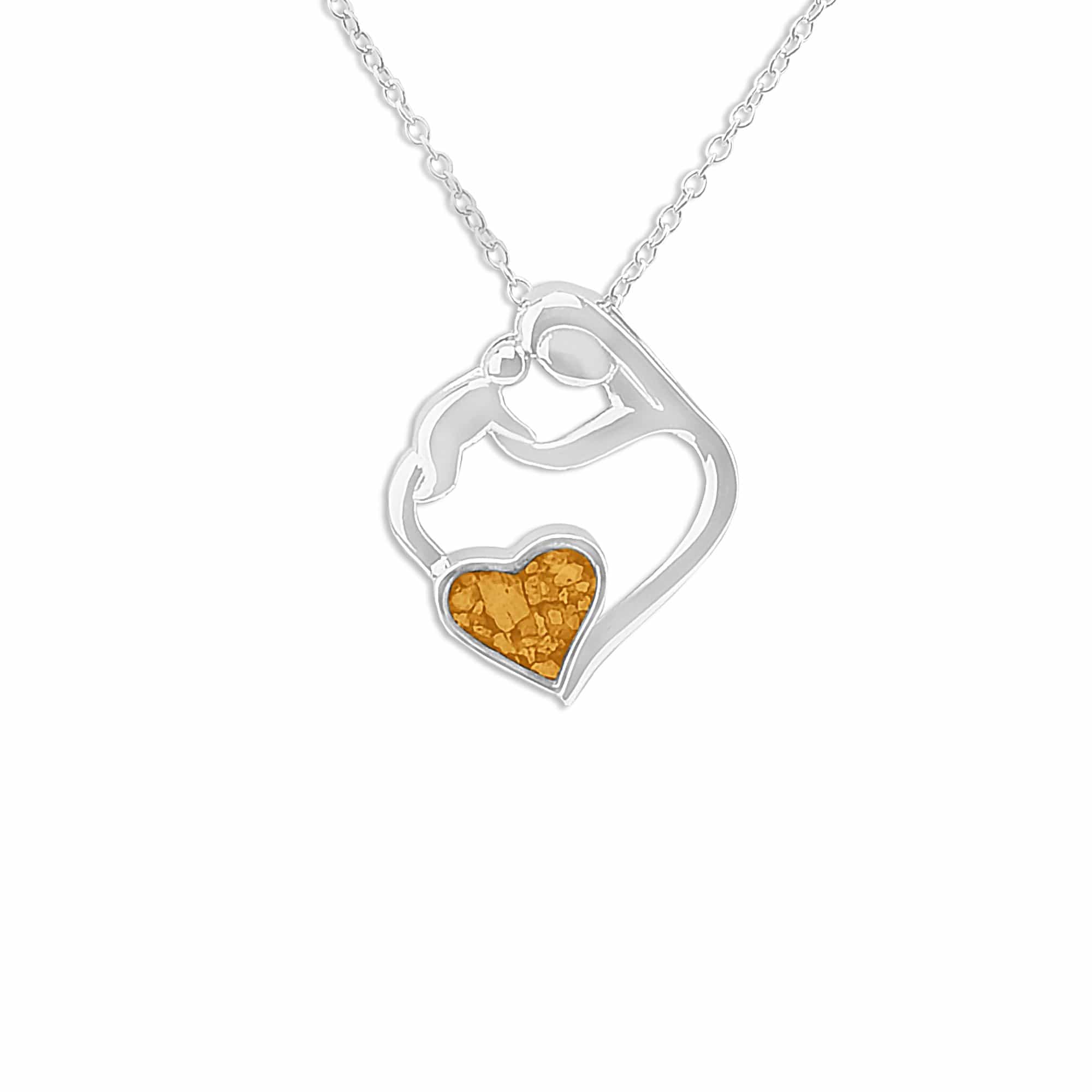 EverWith Ladies Mother and Child Memorial Ashes Pendant - Sterling Silver - Orange