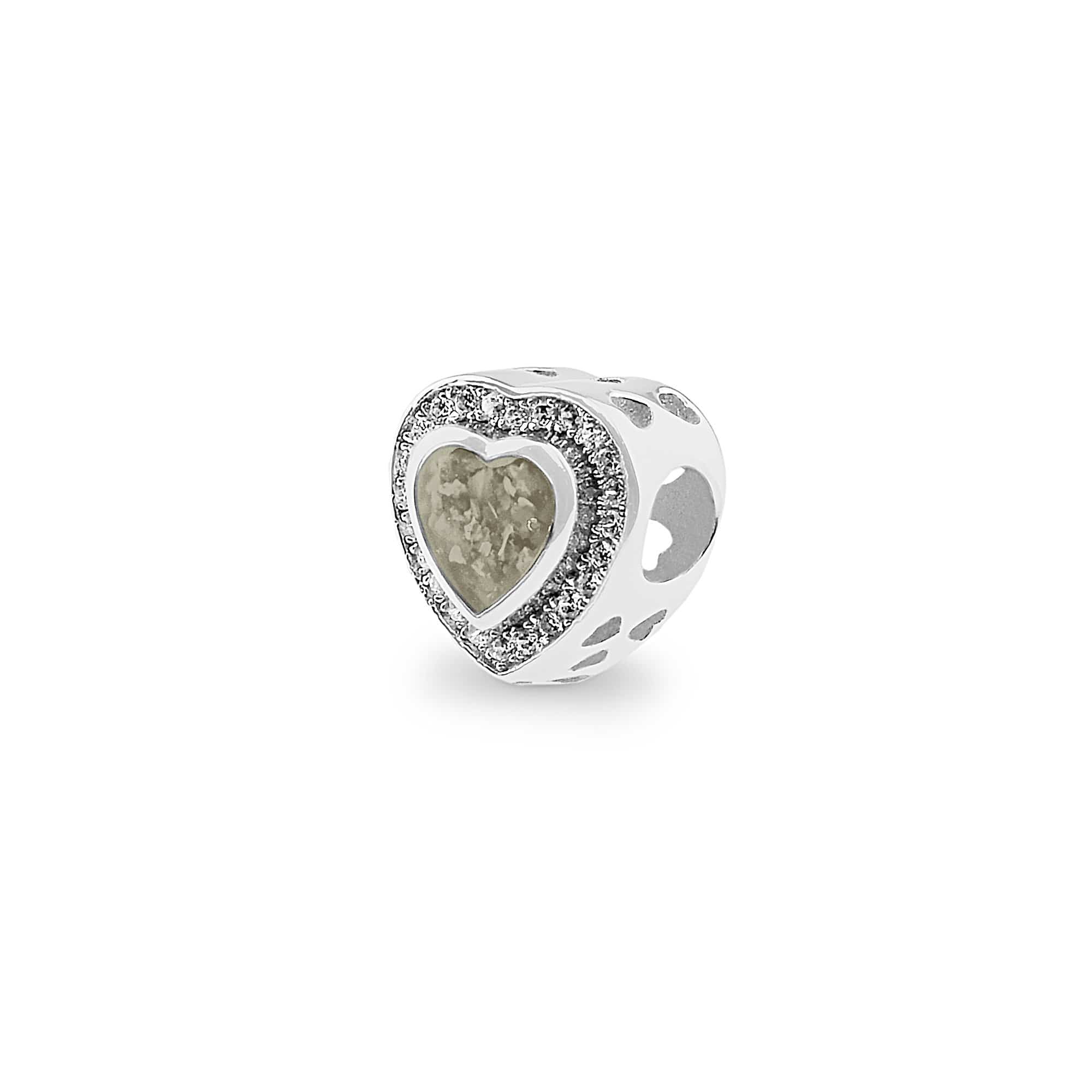 EverWith Comfort Memorial Ashes Charm Bead with Fine Crystals - Sterling Silver - Transparent