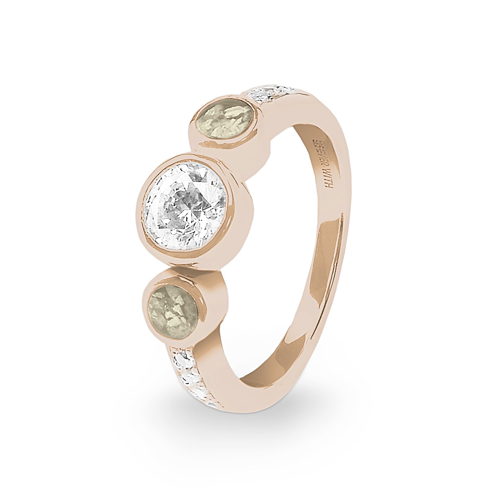 EverWith Ladies Jewel Memorial Ashes Ring with Fine Crystal - 9k Rose Gold - Transparent