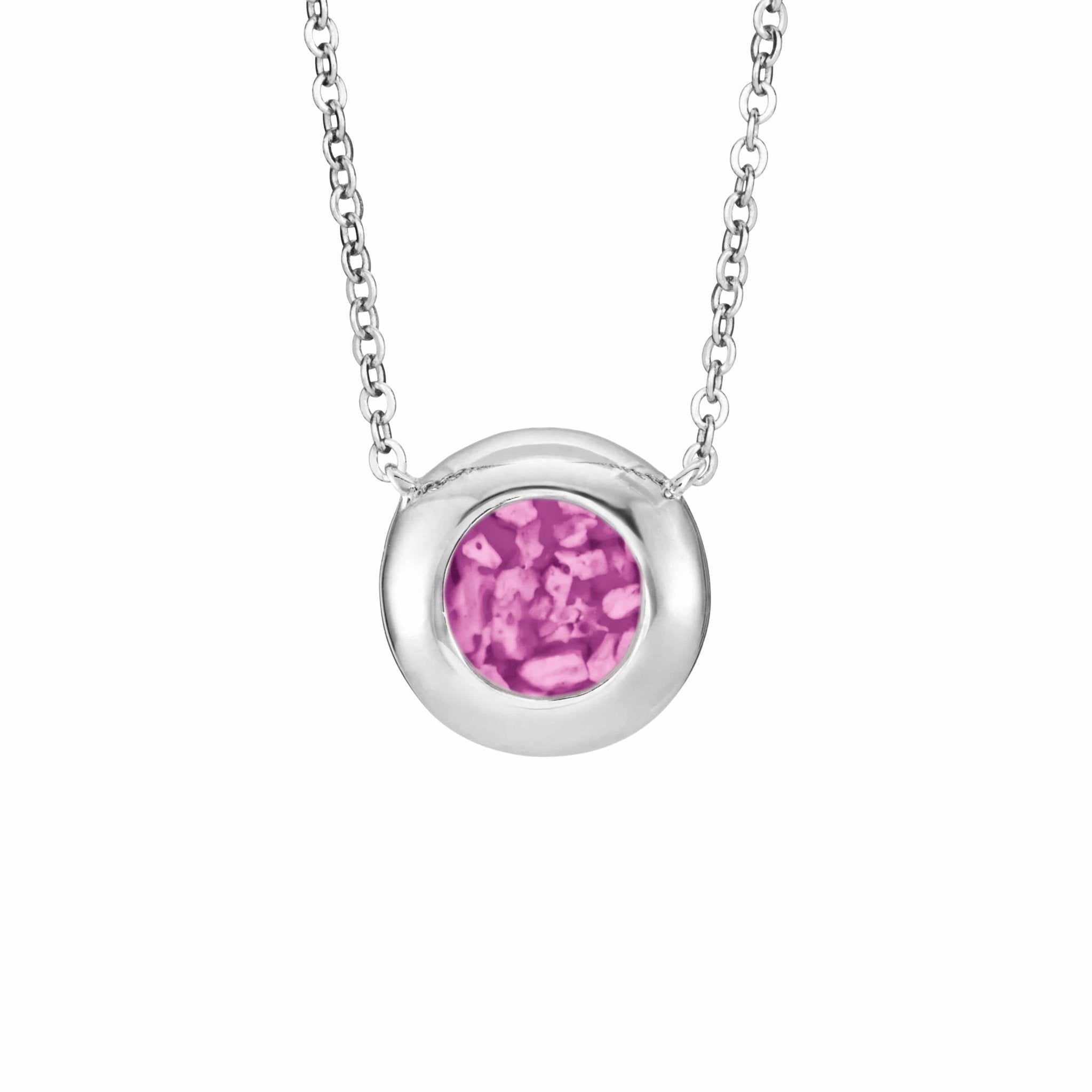 EverWith Ladies Rondure Memorial Ashes Necklace - Sterling Silver - Pink