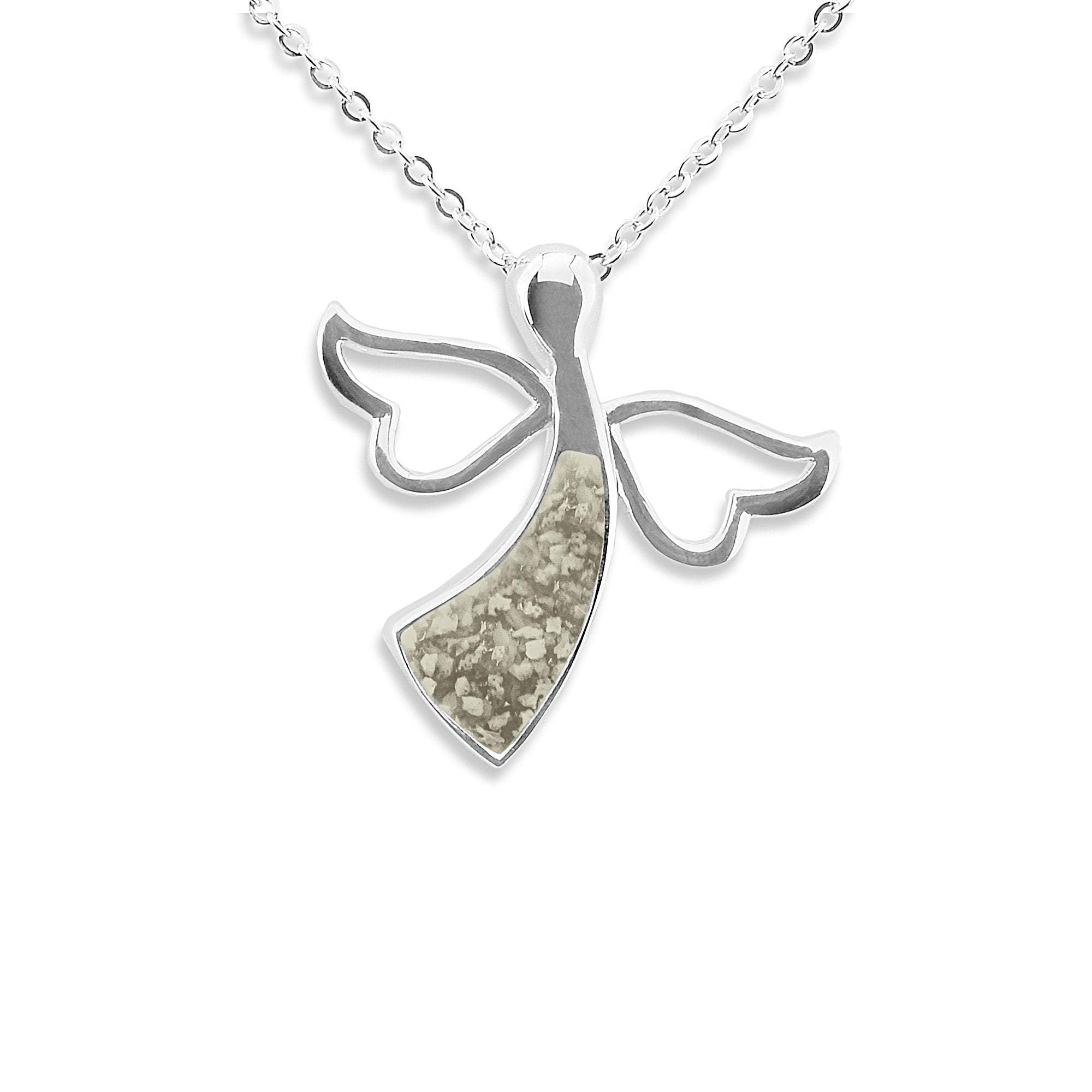 EverWith Ladies Angel Memorial Ashes Pendant - Sterling Silver - Transparent