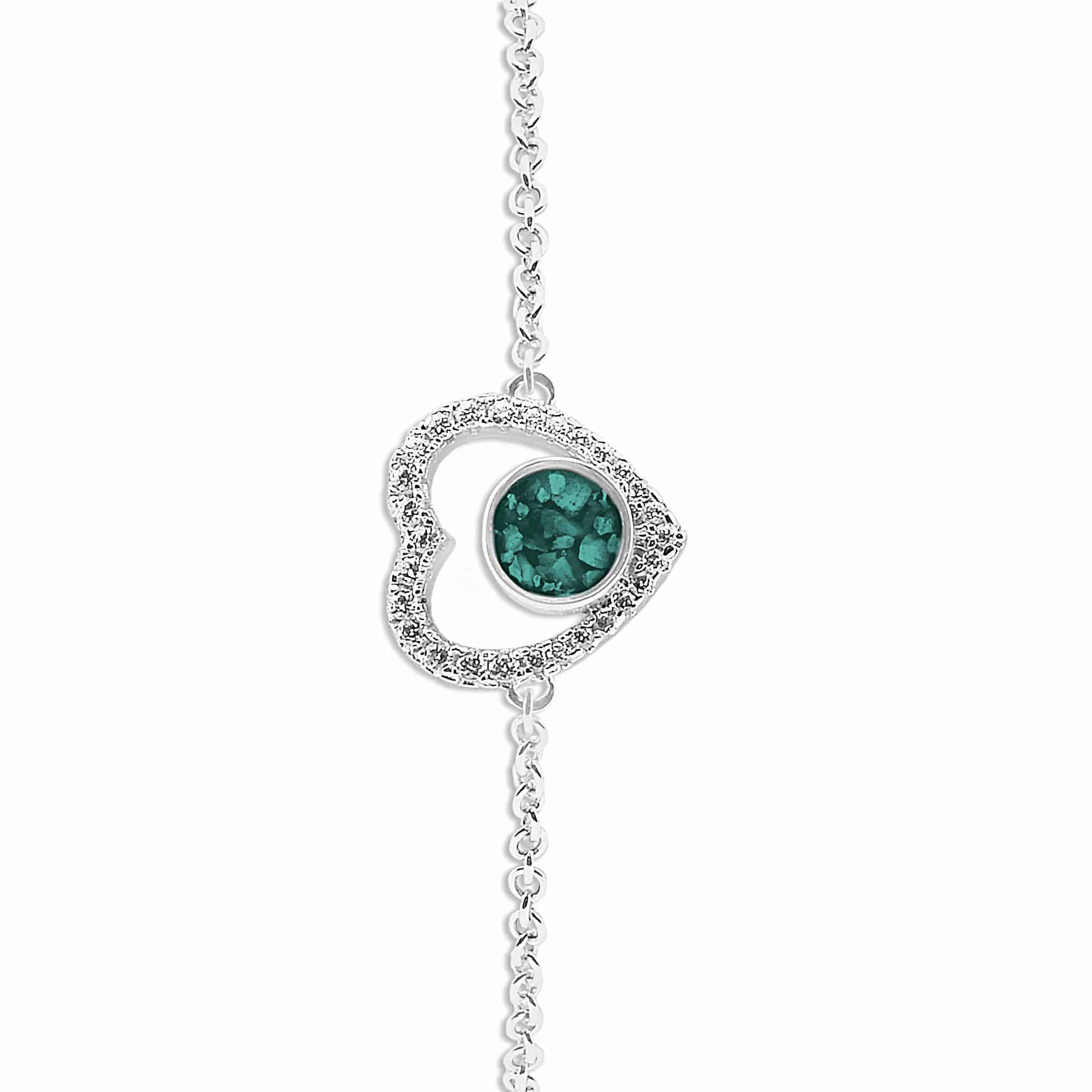 EverWith Ladies Forever Memorial Ashes Bracelet with Fine Crystals - Sterling Silver - Aqua