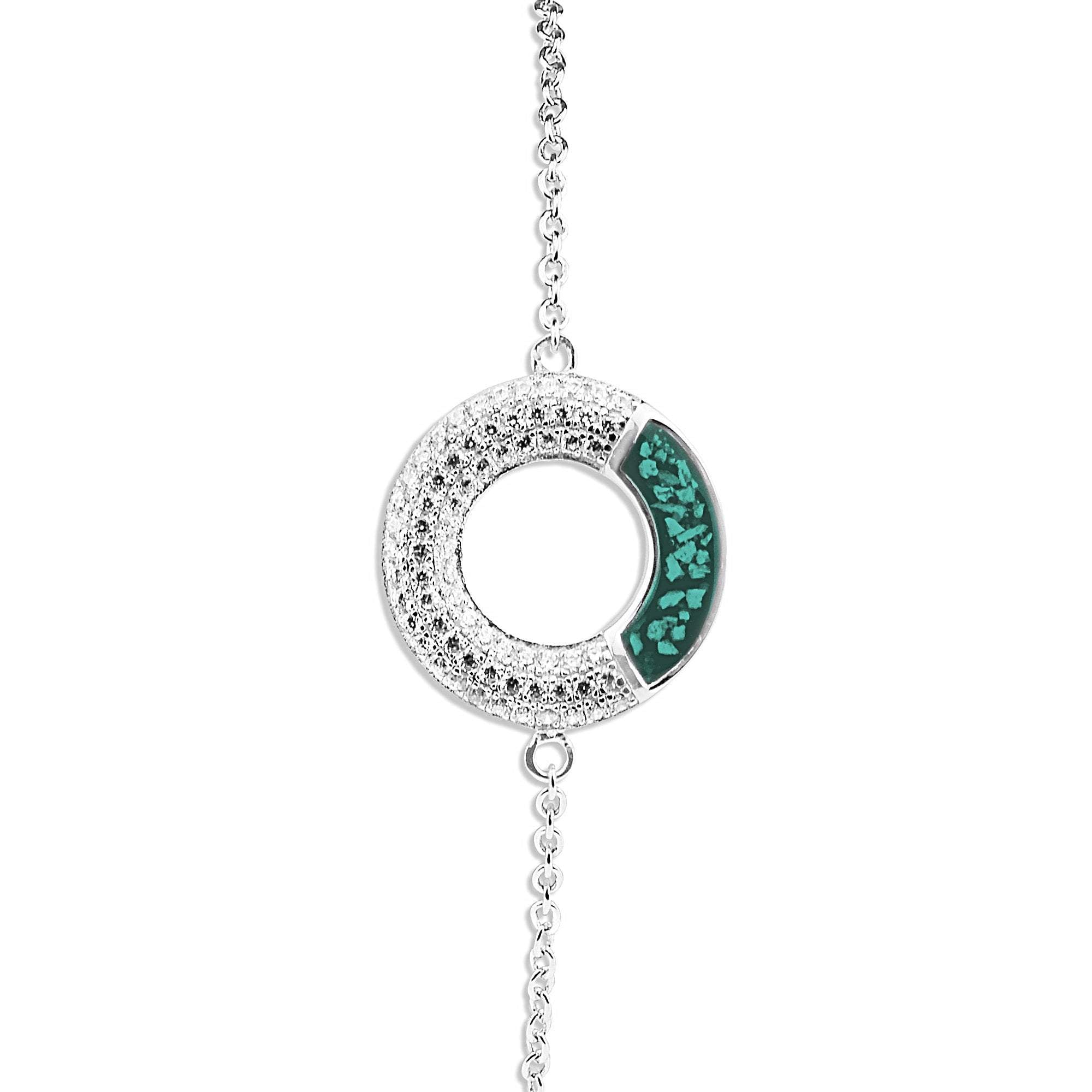 EverWith Ladies Eternal Memorial Ashes Bracelet with Fine Crystals - Sterling Silver - Aqua