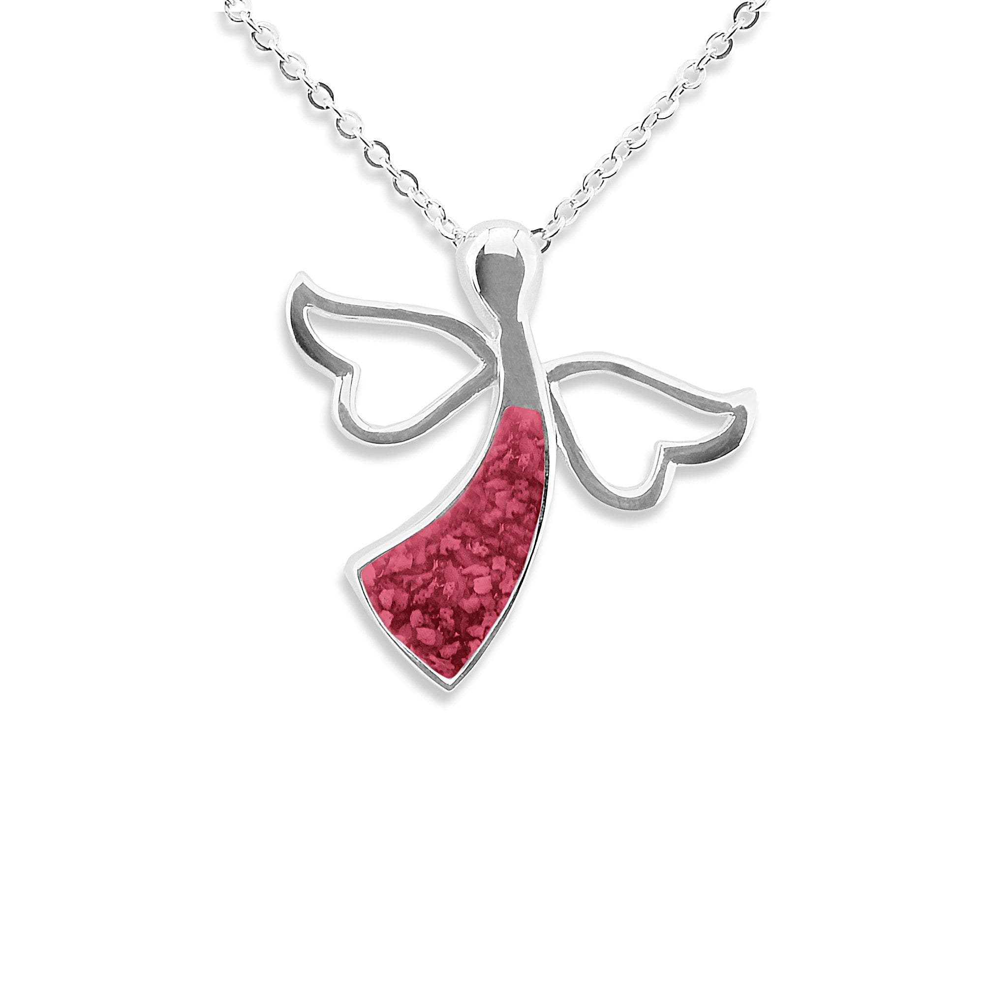EverWith Ladies Angel Memorial Ashes Pendant - Sterling Silver - Red