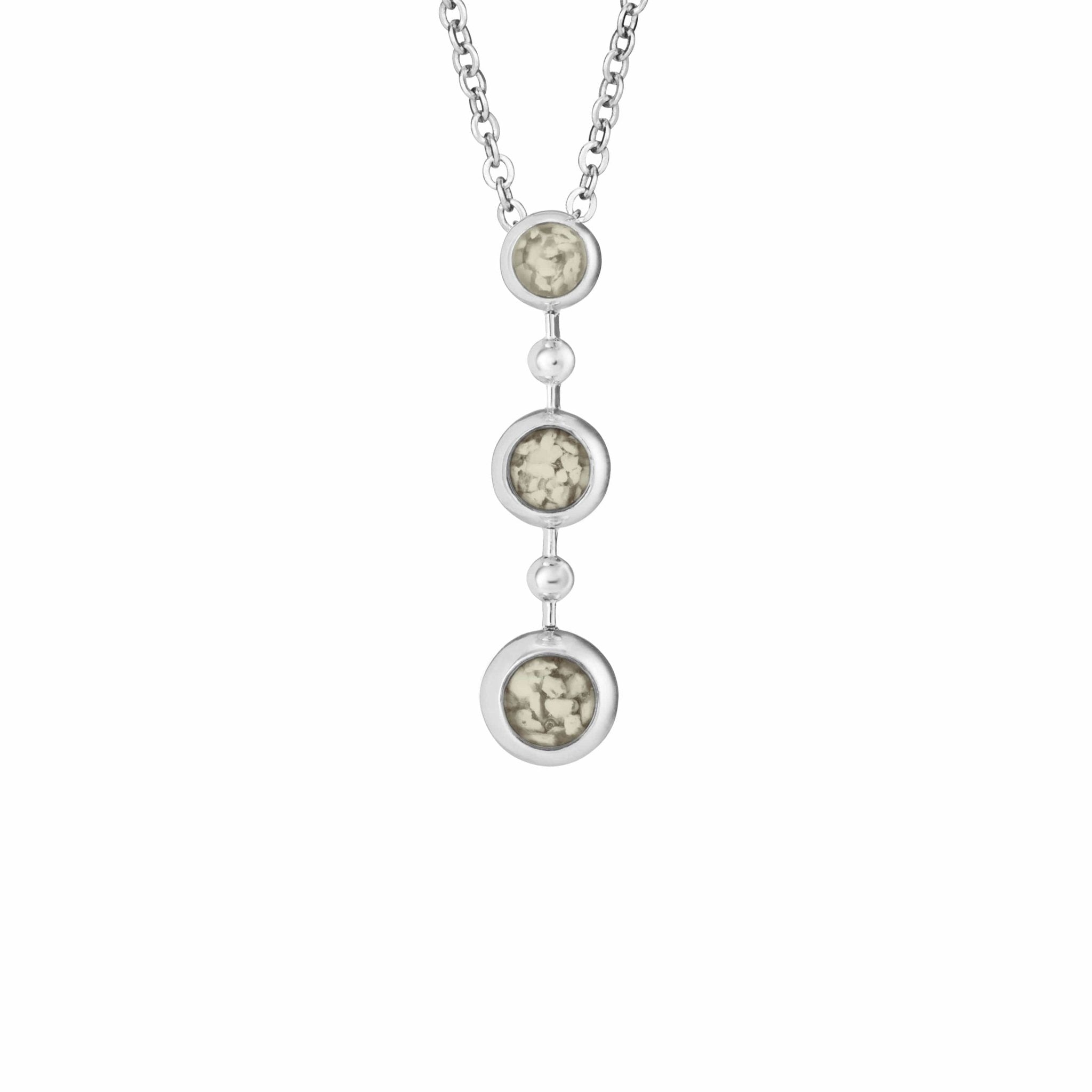 EverWith Ladies Rondure Triple Drop Memorial Ashes Necklace - Sterling Silver - Transparent